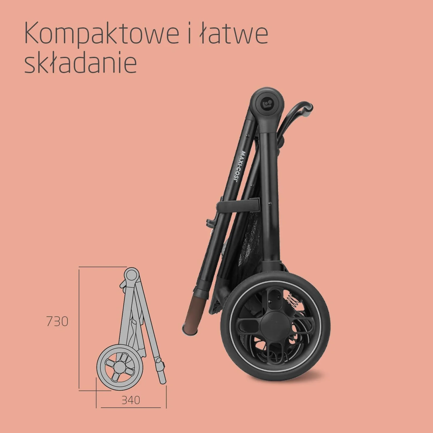Maxi-Cosi Zelia S Trio Wielofunkcyjny Wózek Dziecięcy 3w1, 0–4 Lata, do 22 kg, Składany, Kompakt i Odchylany Wózek Spacerowy z Fotelik Samochodowy CabrioFix S i-Size i Torbą z Akcesoriami, Szary