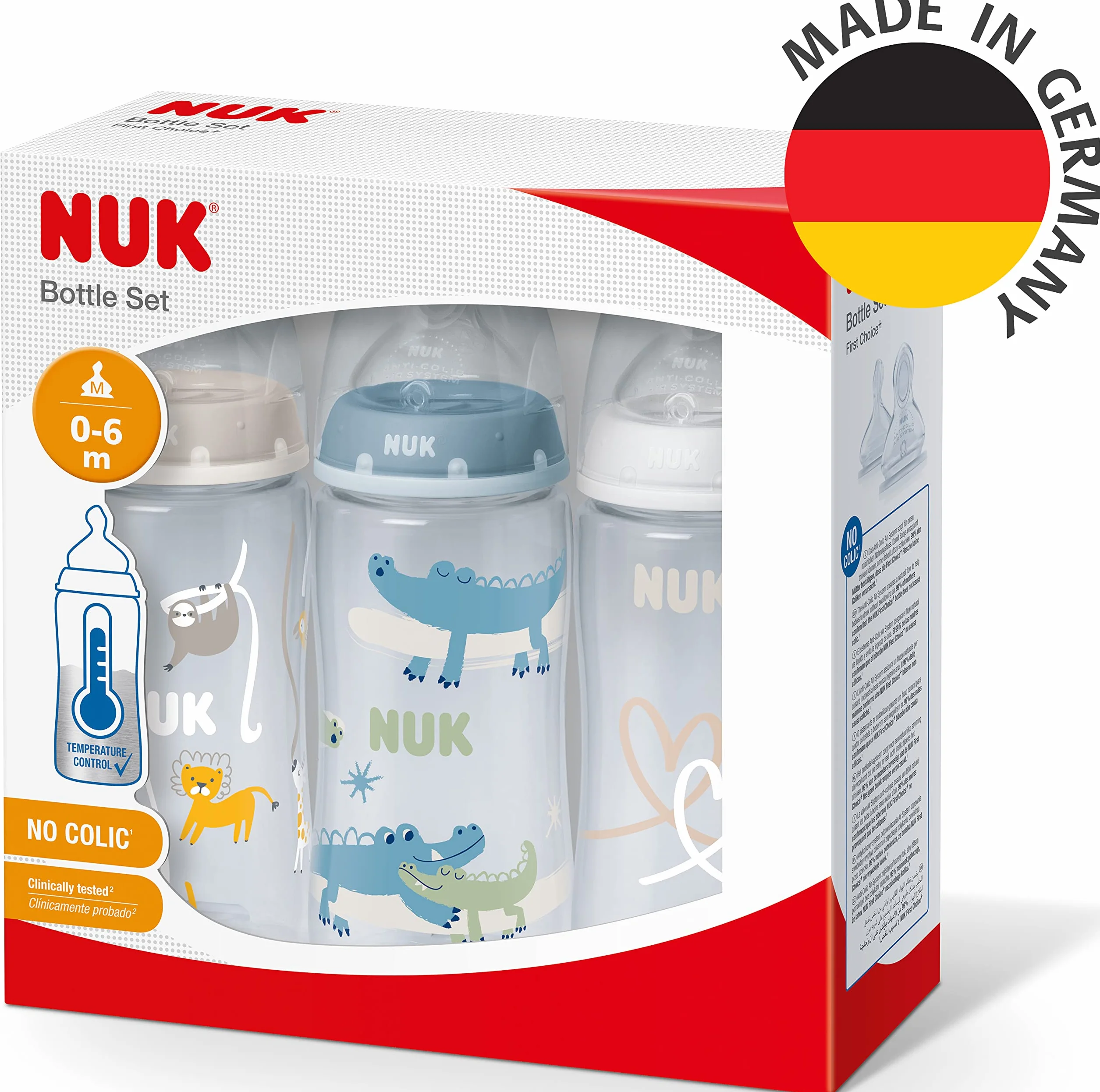 NUK First Choice Butelka dla niemowląt 300 ml 0–6 miesięcy Antykolkowa Silikonowy Smoczek Bez BPA