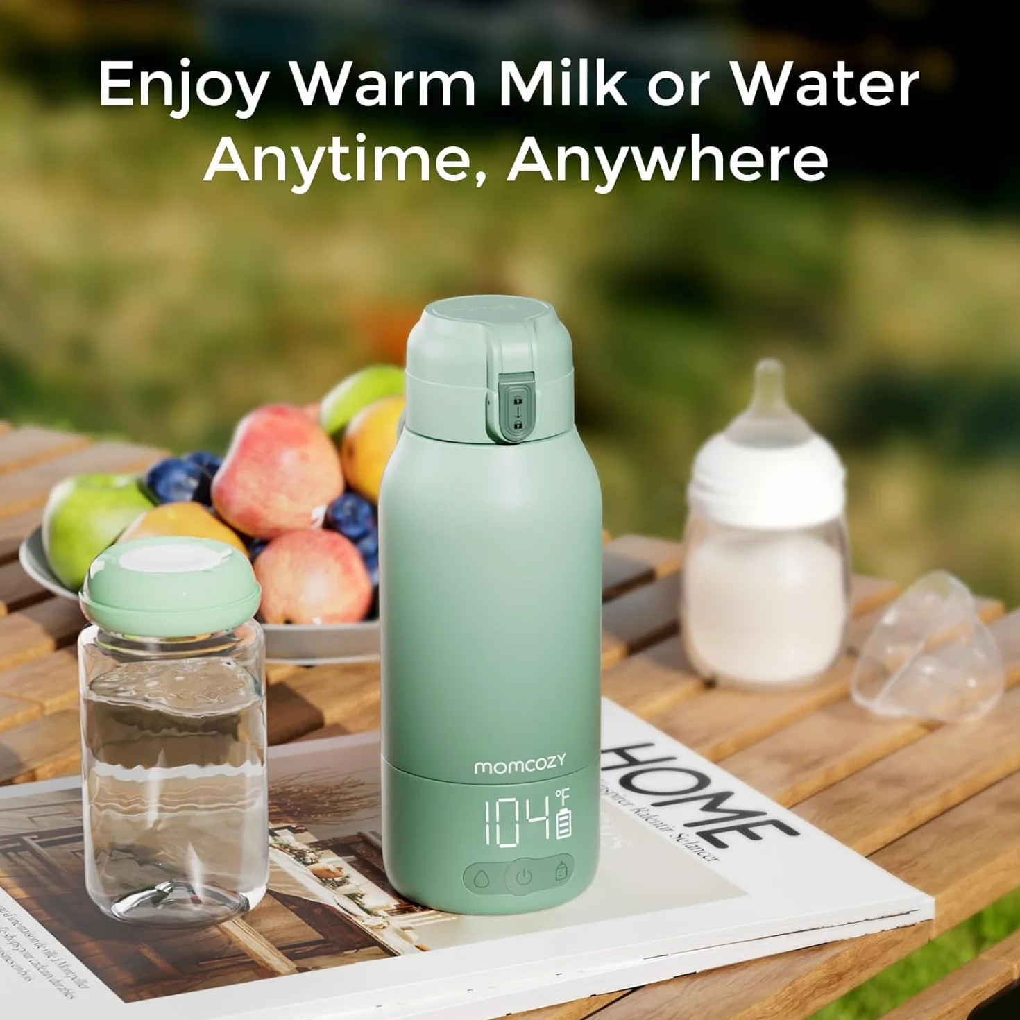 Momcozy Przenośny Podgrzewacz Do Butelek Bezprzewodowy, 2 Tryby Grzania, 500 Ml