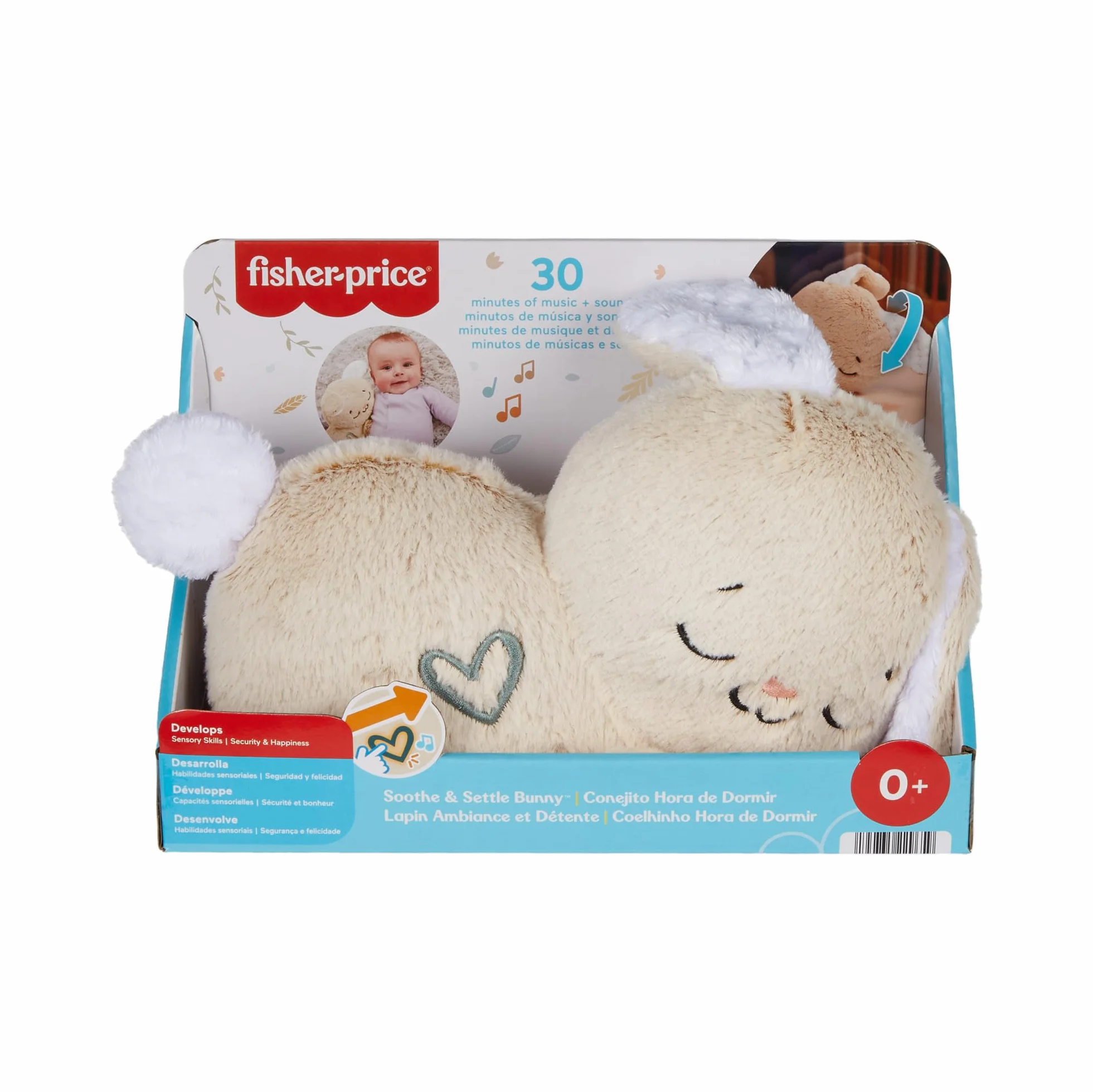 Fisher-Price Śpiący Króliczek Usypiacz Przenośna Przytulanka z Muzyką i Światełkami HXG97