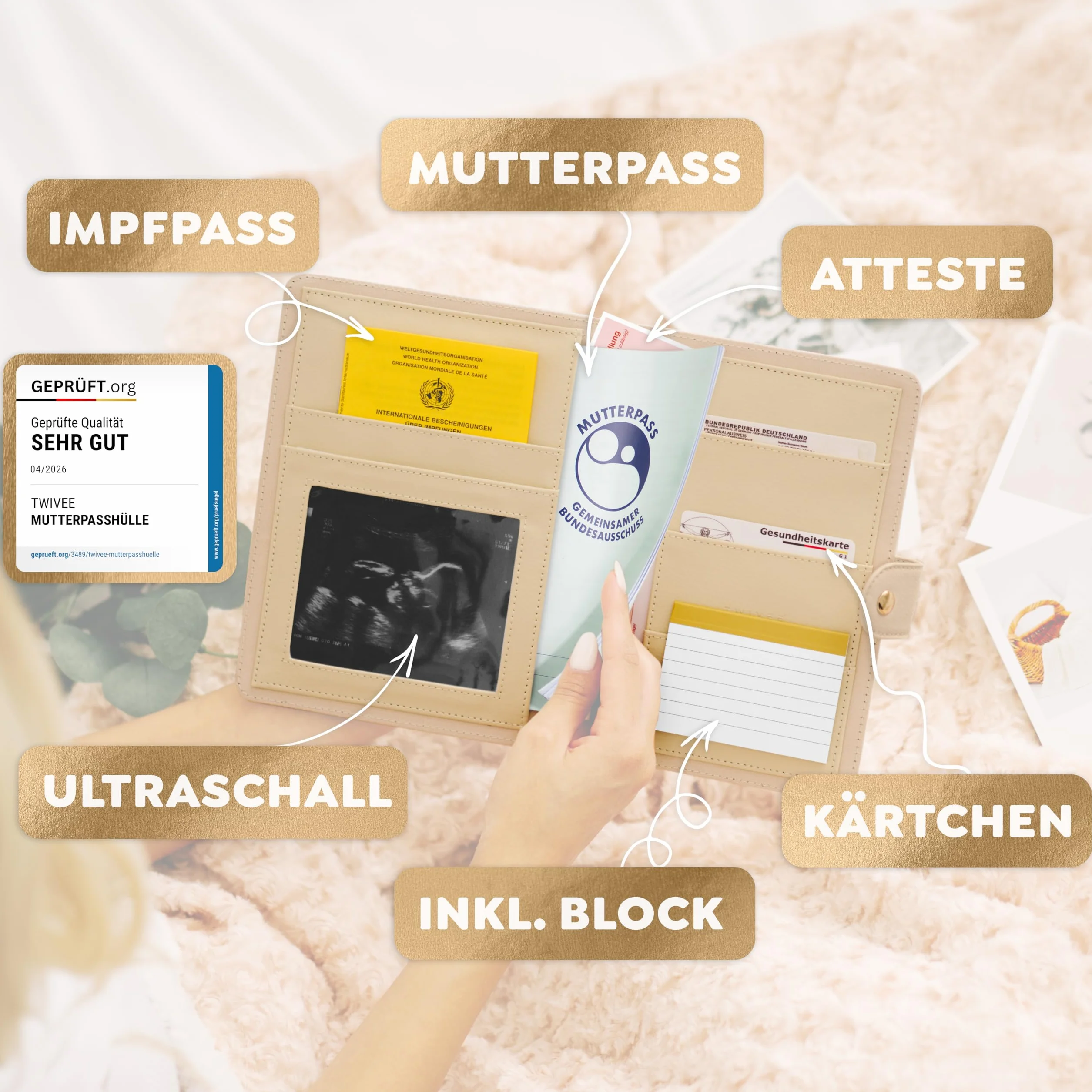 Etui na kartę ciąży Love organizer z zapięciem magnetycznym niemiecki paszport ciąży paszport matki notes 8 przegródek