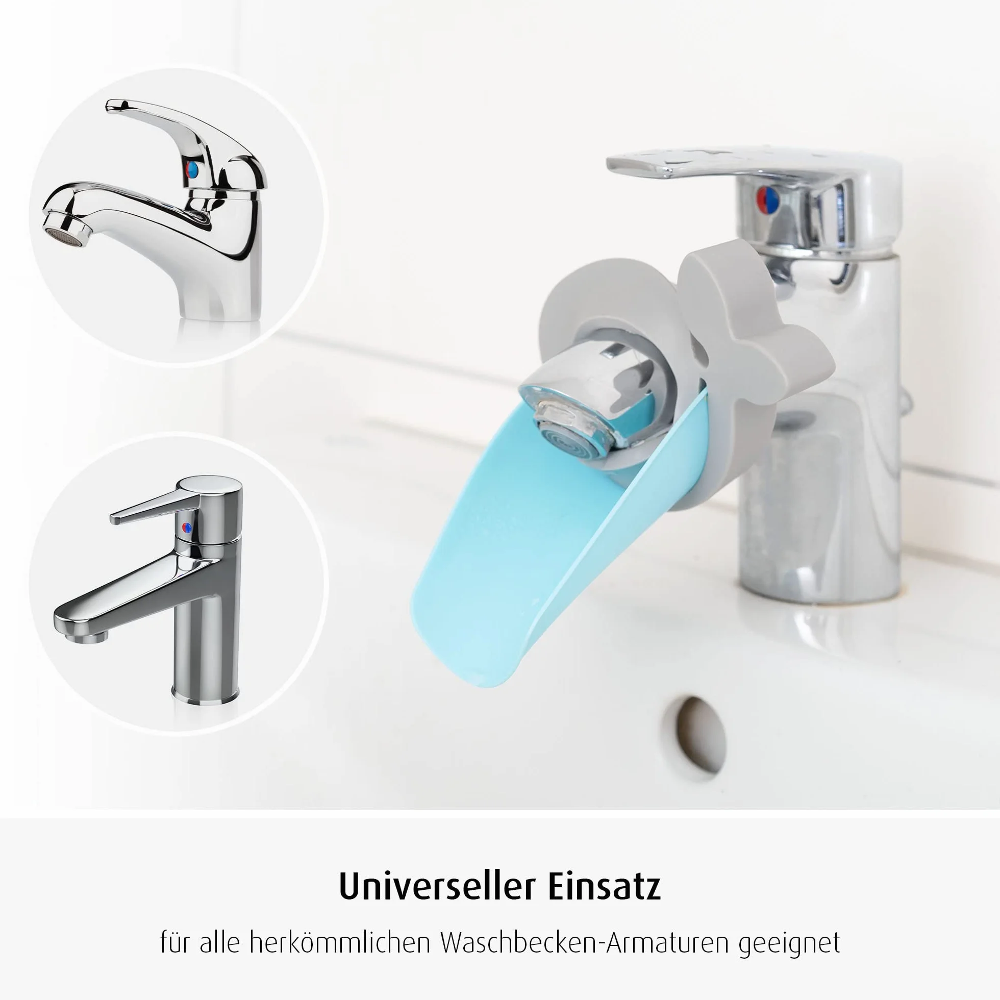 reer MyHappyBath Extender - Przedłużenie kranu. Nakładka na kran dla Twojego dziecka, do łatwego mycia rąk przy umywalce