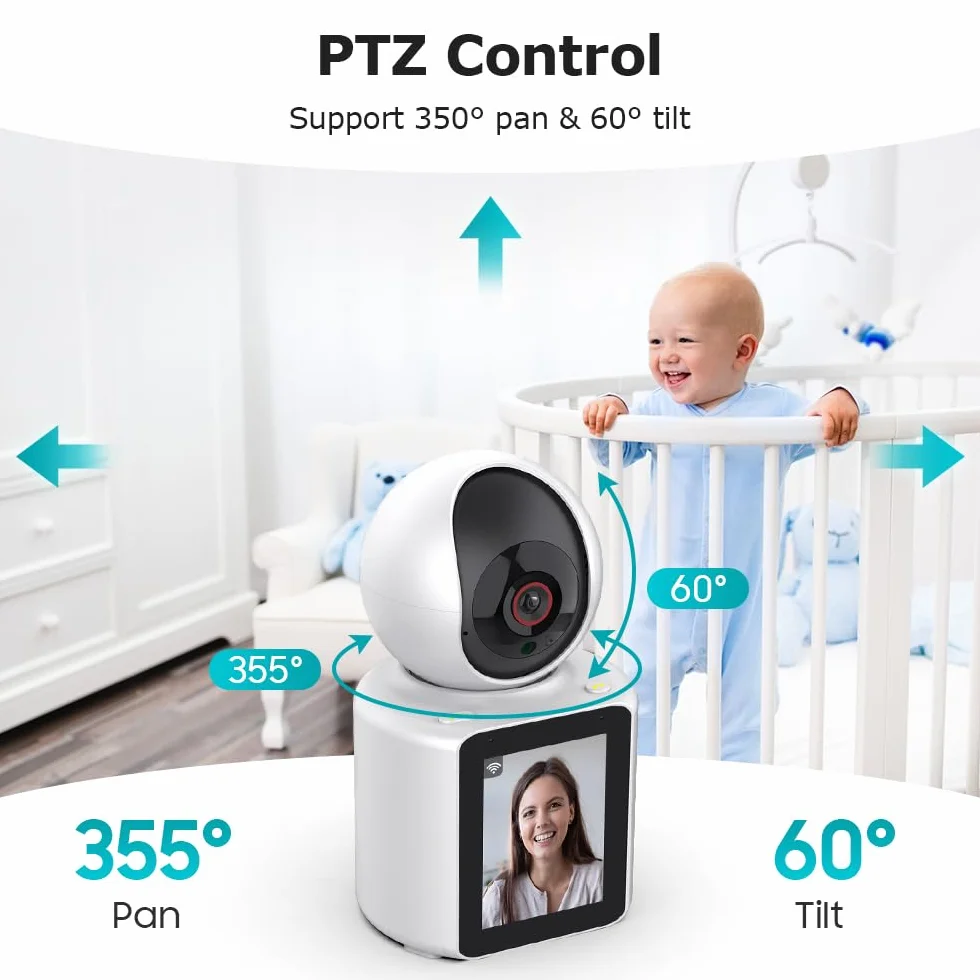 SHIWOJIA Wewnętrzna kamera WiFi, kamera monitorująca osoby starszej/dziecko z jednym przyciskiem, 2-drożny dźwięk, obracanie o 360°, noktowizor, wykrywanie ruchu