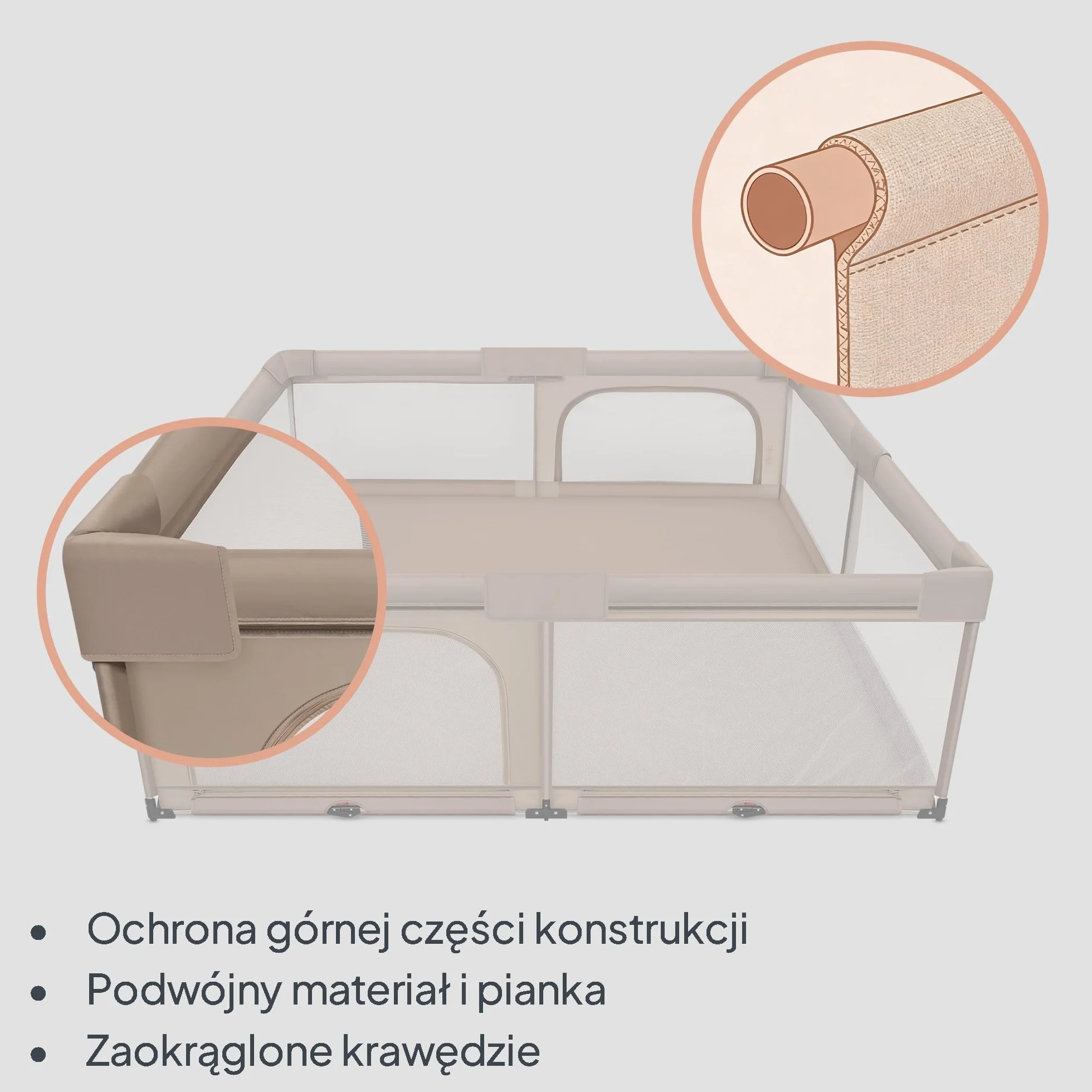 Lionelo Florence XL Easy Fold Kojec dla niemowląt, 180 x 200 cm, składany kojec dla niemowląt, bez montażu, 2 wejścia boczne z zamkiem błyskawicznym, oddychająca siatka, miękkie krawędzie, torba