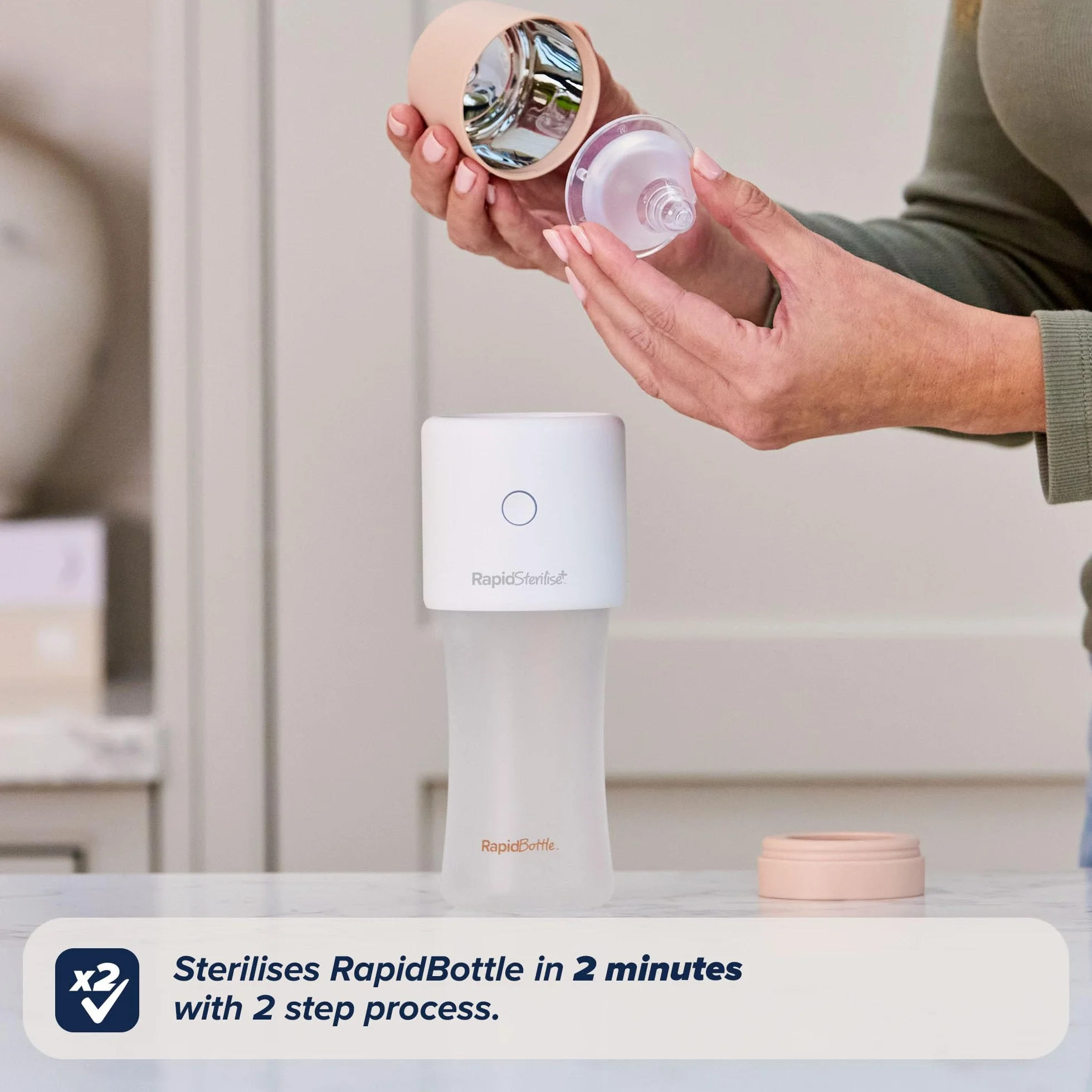 Nuby RapidSterilise+ przenośny sterylizator UV dla niemowląt, 30 zastosowań na ładowanie, USB, automatyczne wyłączanie
