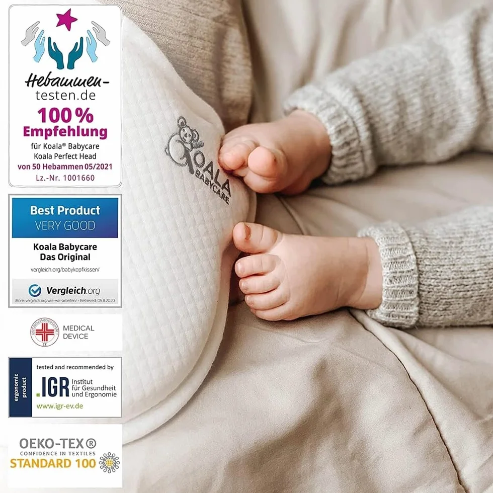 Poduszka dla noworodka Plagiocephaly z pianki memory z dwoma poszewkami biała KBC