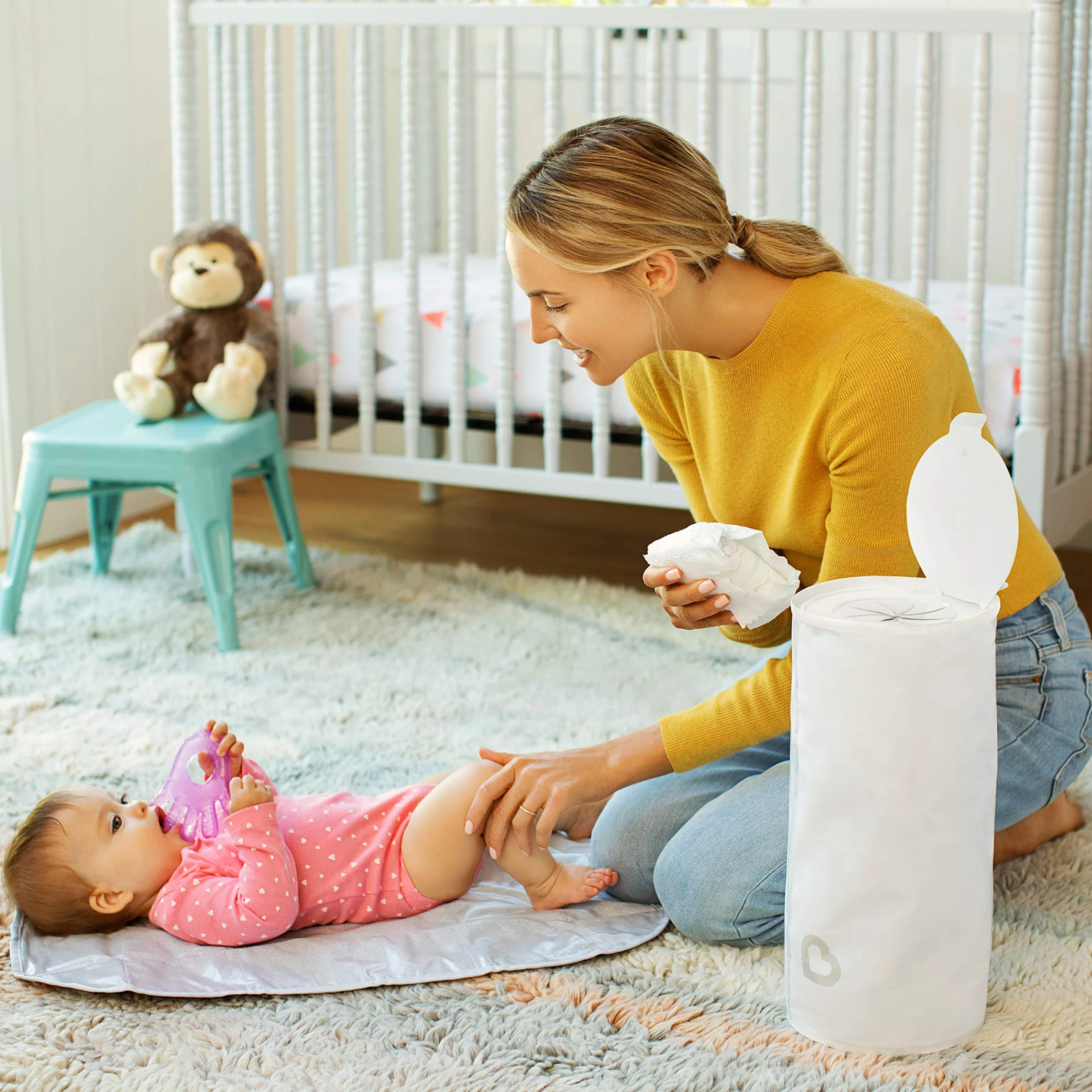 Munchkin Toss Portable Disposable Diaper Pail, 3 Pack, Holds 90 Diapers