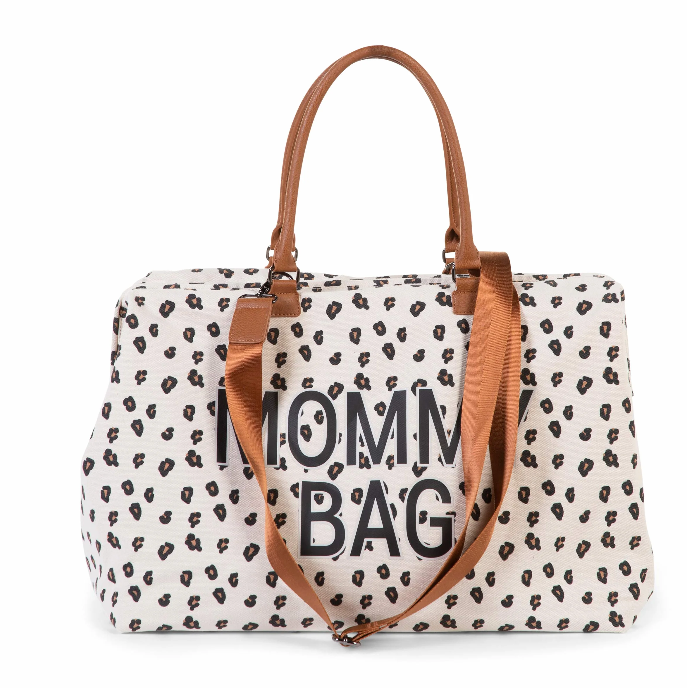 CHILDHOME, Mommy Bag, torba na pieluchy, dla kobiet w ciąży, torba podróżna, duża pojemność, mata do przewijania, regulowany pasek na ramię, izolowana kieszeń, przejście na walizkę, lampart