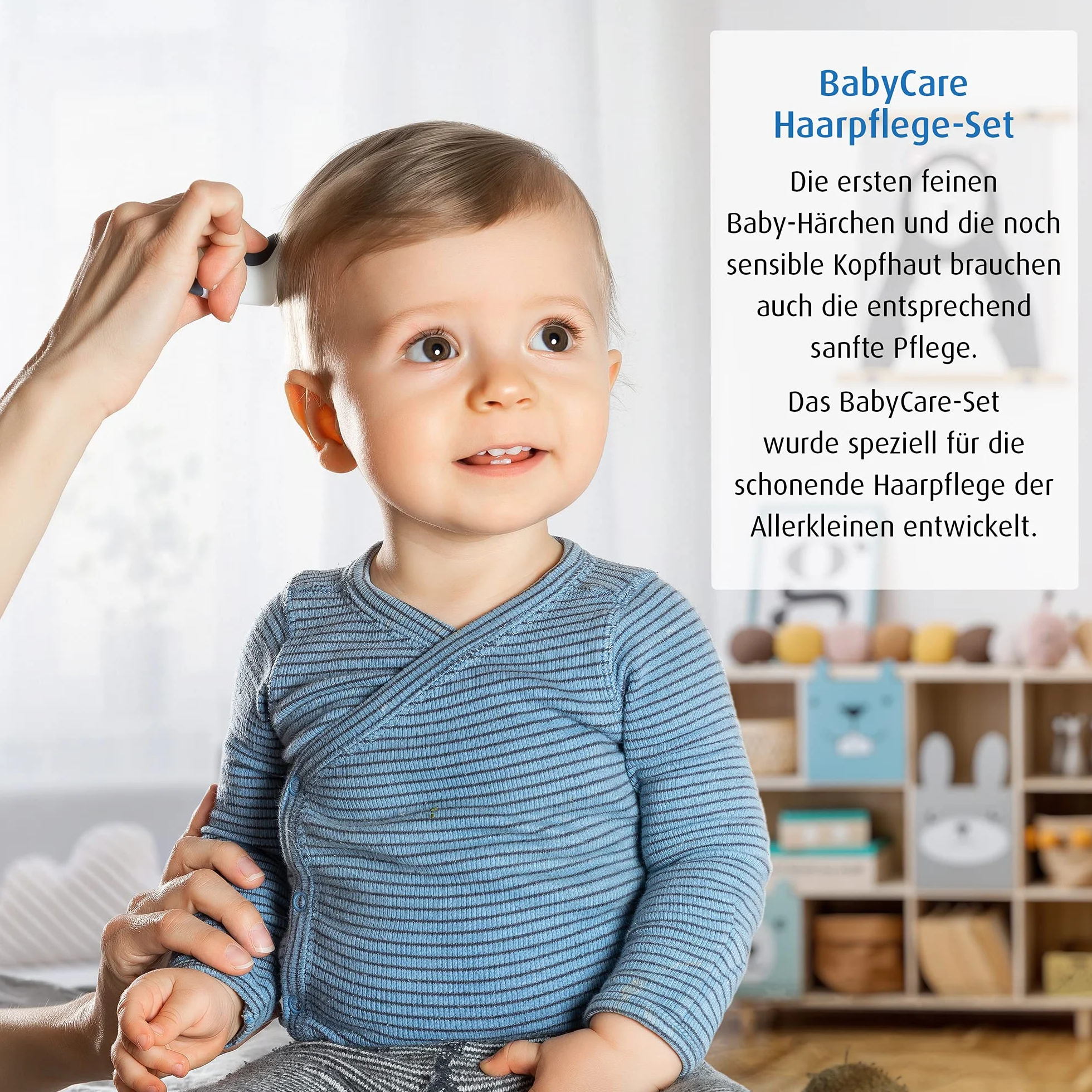 Reer BabyCare 81070 zestaw do pielęgnacji włosów, 2-częściowy, kozia szczotka do włosów i grzebień do strupa, biały