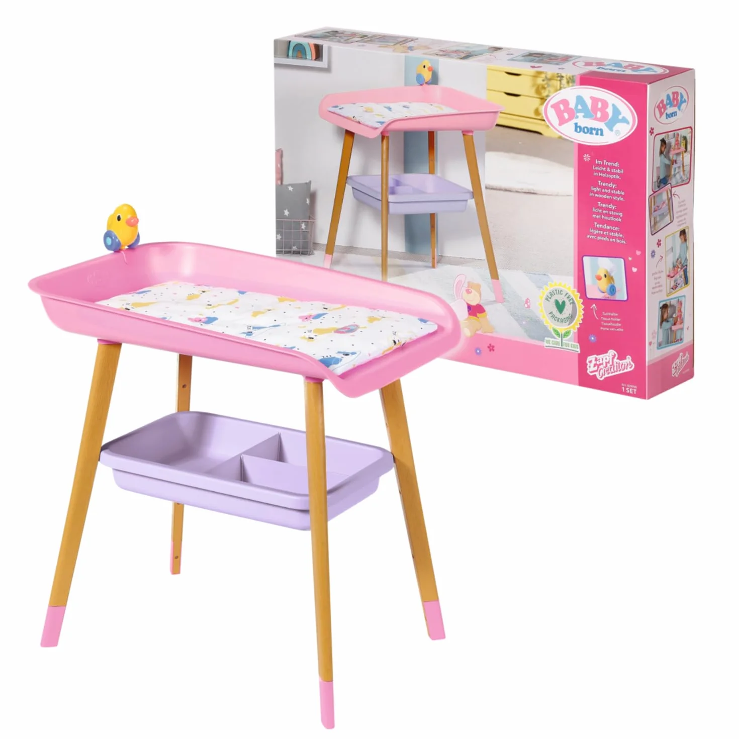 Baby Born Changing Table - For Toddlers 3 Years & Up - Easy for Small Hands - Table With Removable Towel Holder