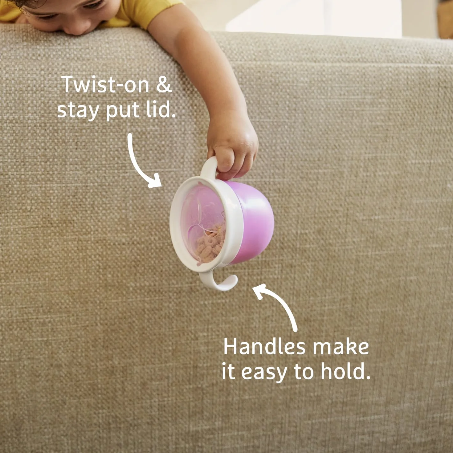 Munchkin Dwuczęściowe Kubki Niewysypki, Pudełka na Przekąski dla Niemowląt, Naczynia do Karmienia, do Przechowywania Żywności, bez BPA, Małe, z Uchwytami, Zapobiegają Rozlewaniu, Niebieskie/Zielone