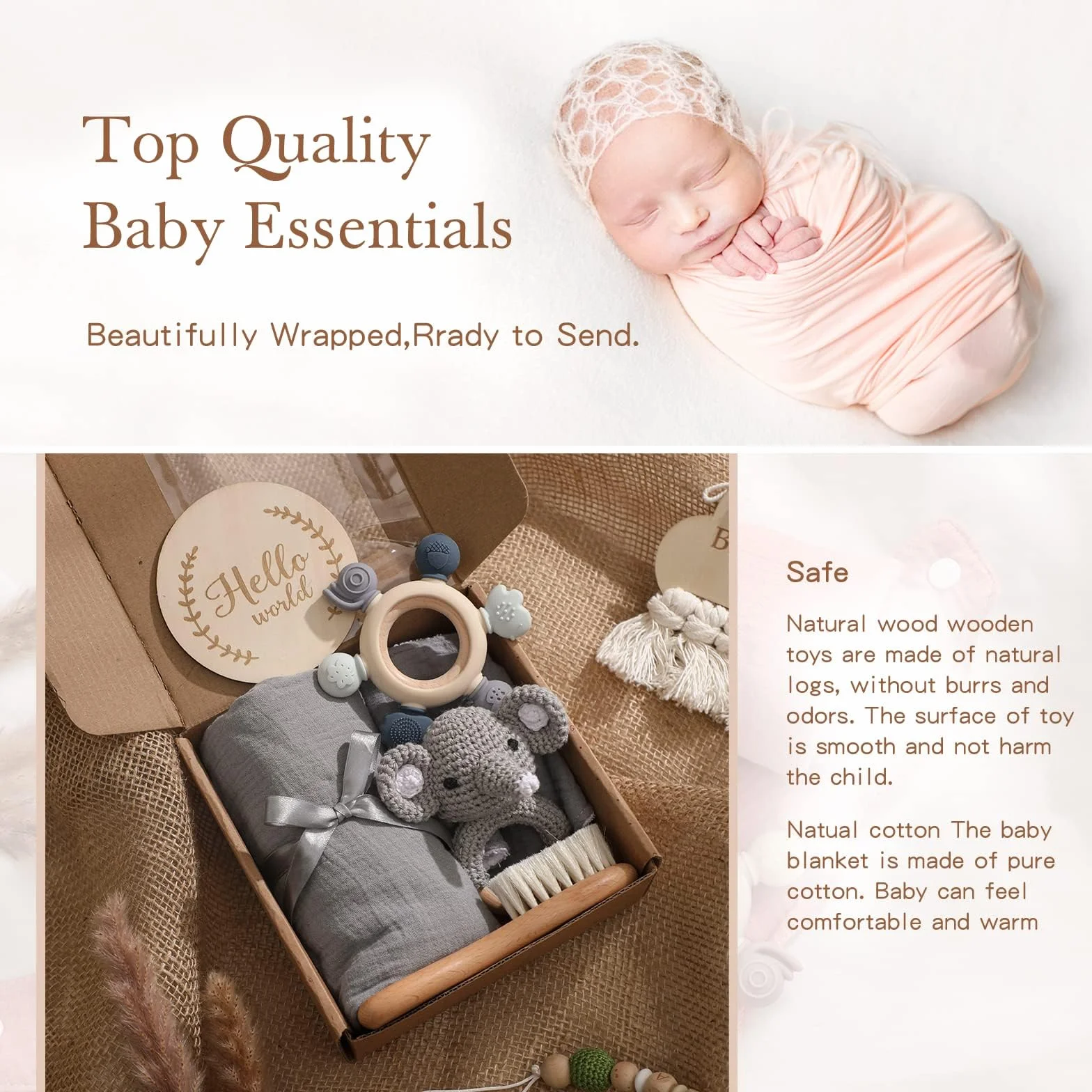 WOODEN TEETHER Prezent dla chłopców i noworodków, prezent z okazji narodzin dziecka, prezent z drewna, zabawka z chwytakiem, ręcznik kąpielowy, kamień milowy, kocyk dla niemowląt, rekwizyt