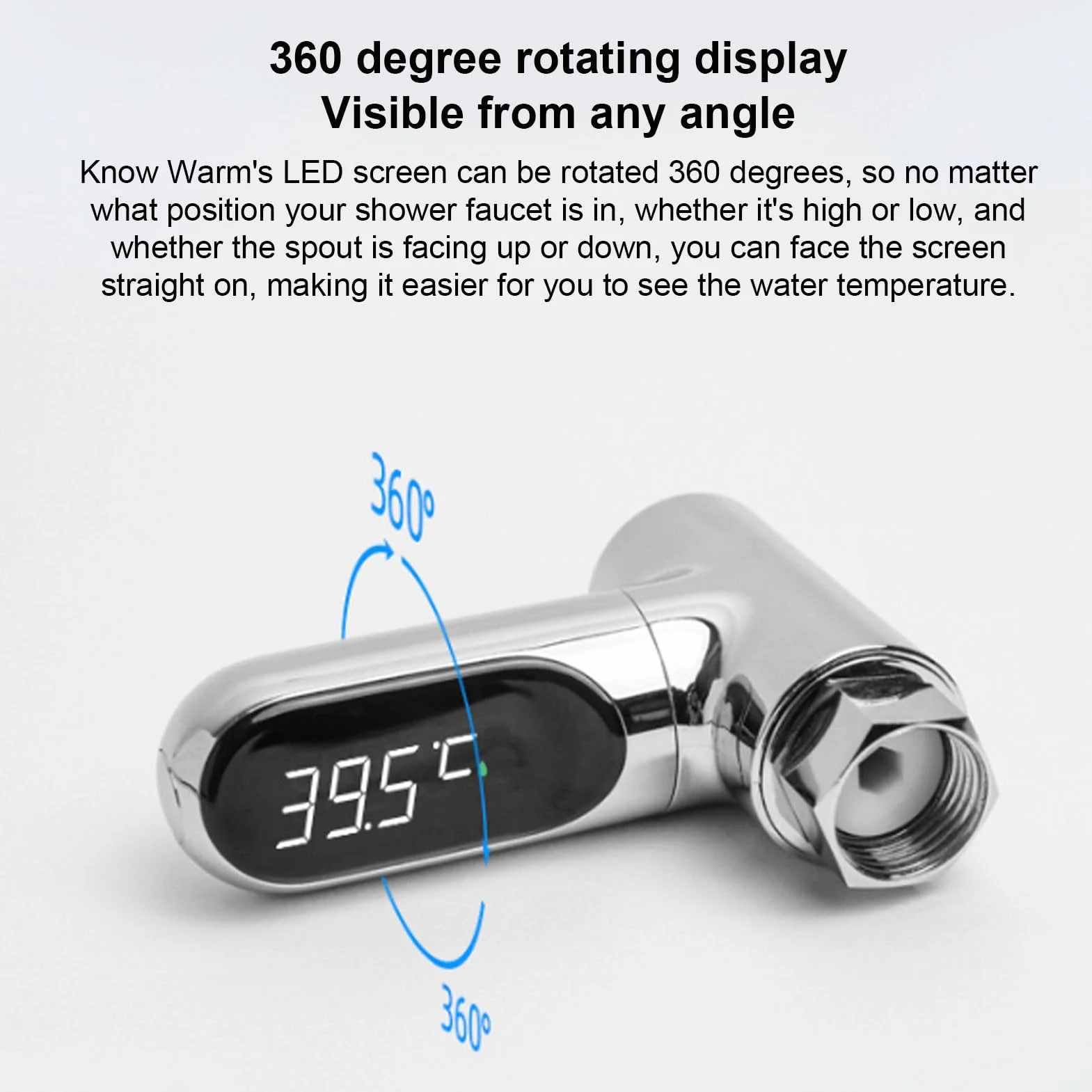 Termometr Prysznicowy, 0~100 ℃ Termometr Wodny do Kąpieli dla Niemowląt z Obrotowym Ekranem 360 ° Cyfrowy Wyświetlacz LED Termometr do Wody Prysznicowej do Domowej łazienki