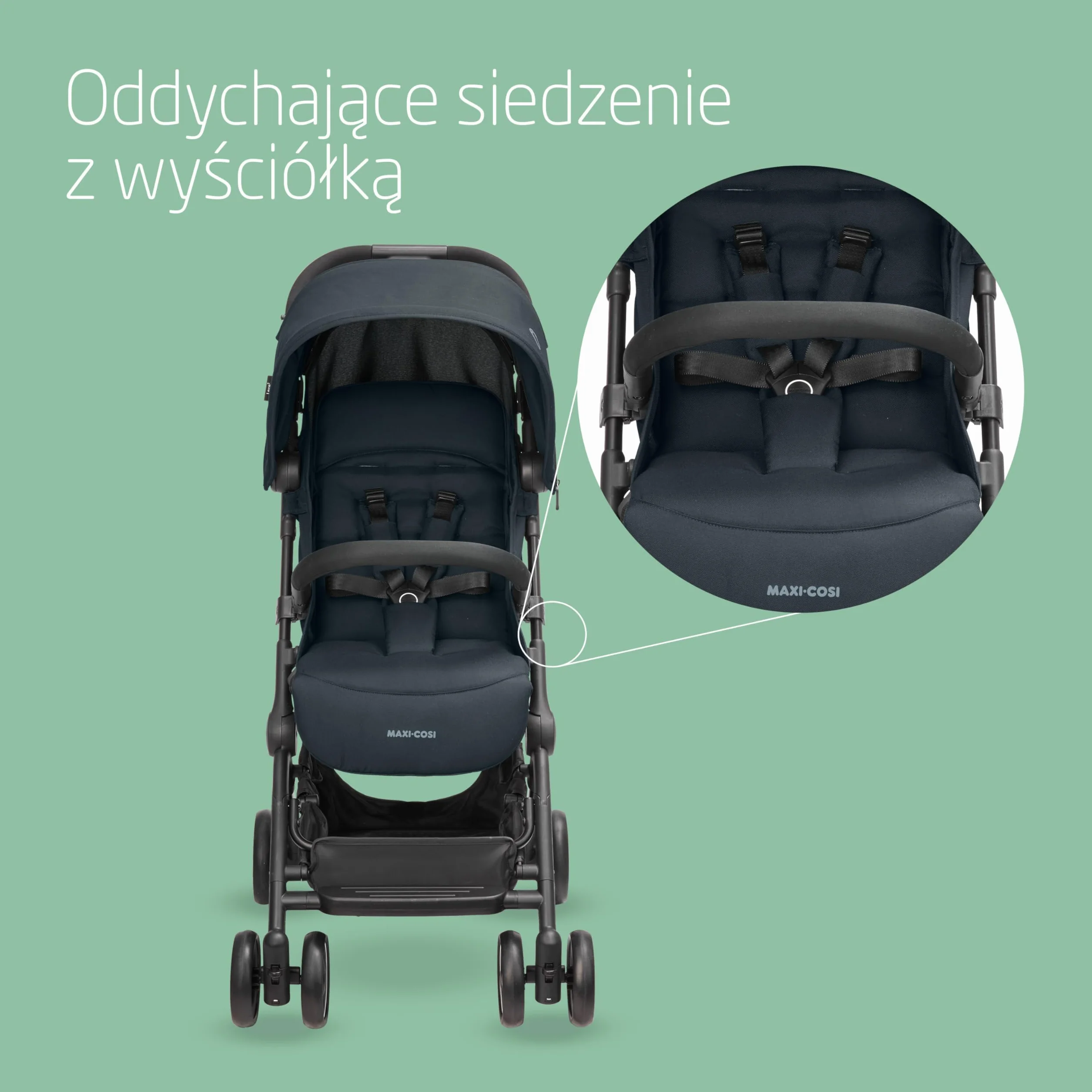 Maxi-Cosi Lara2 Wózek dziecięcy, 0–4 lata, 0–22 kg, Wózek spacerowy, Lekki wózek, 3 pozycje, Pozycja płaska, Automatyczne składanie, Pasek na ramię, Essential Graphite
