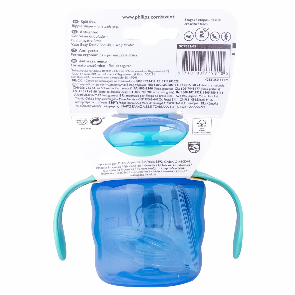 PHILIPS Avent SCF551/05 kubek do dzióbka, zielony i niebieski, 1 sztuka (1 opakowanie)