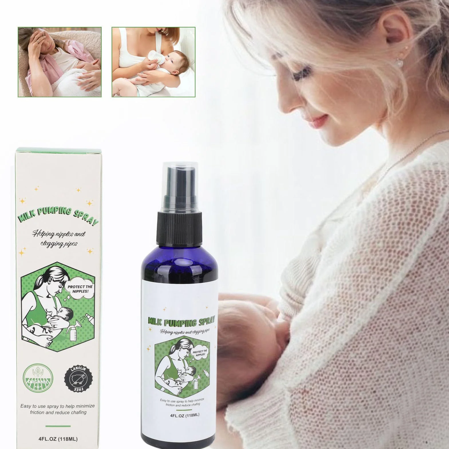 Spray do pompowania piersi 118 ml 2 szt. nawilżający odblokowujący sutki