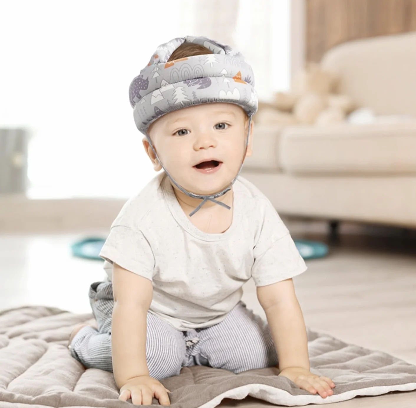 Kask ochronny dla dzieci regulowany antywstrząsowy miękki hełm 6–36m