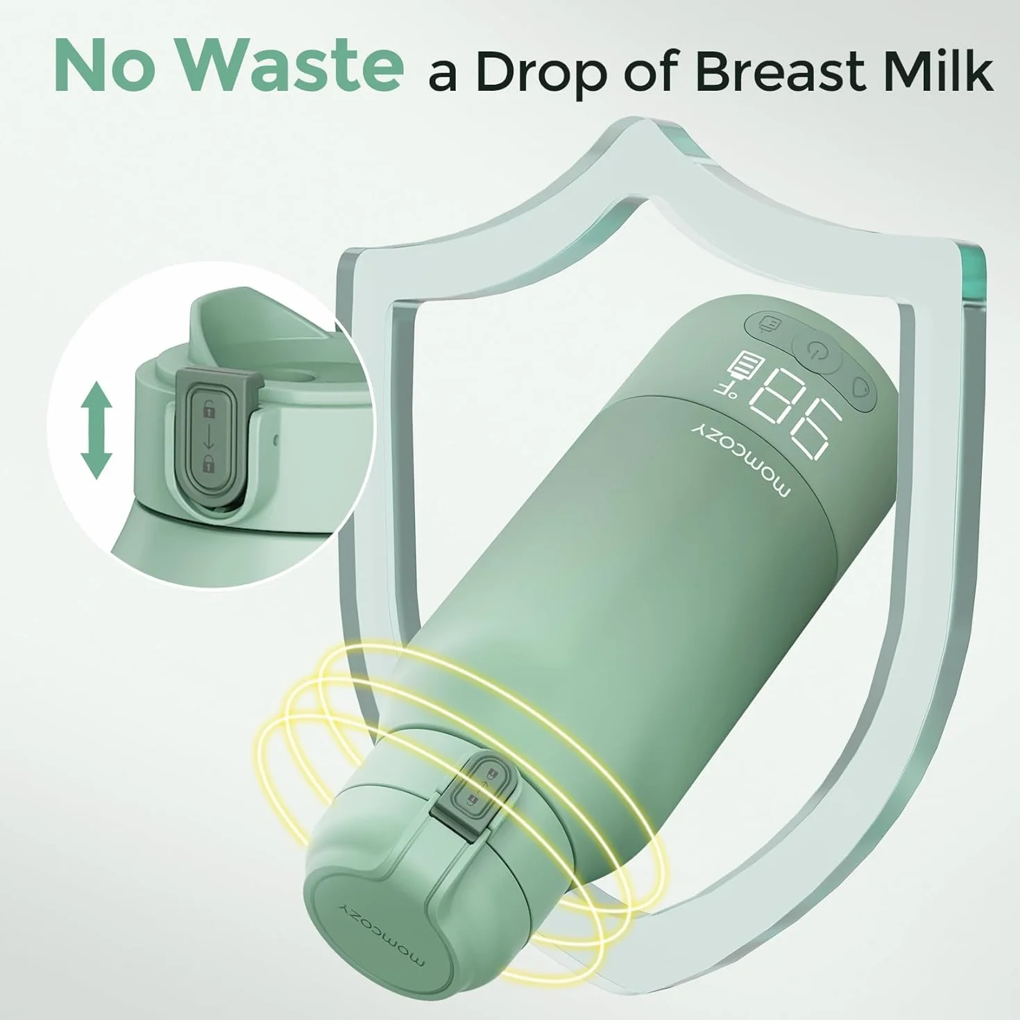 Momcozy Przenośny Podgrzewacz Do Butelek Bezprzewodowy, 2 Tryby Grzania, 500 Ml