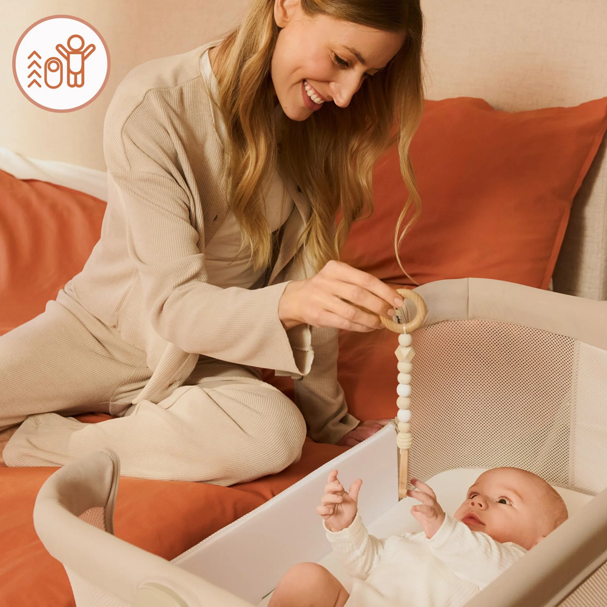 LIONELO Luna przenośne łóżeczko dostawne z materacykiem, co-sleeping, od noworodka do 9 kg. Regulowana wysokość i pochył, 4 kółka z blokadą, mocowanie do łóżka rodziców, przewiewne