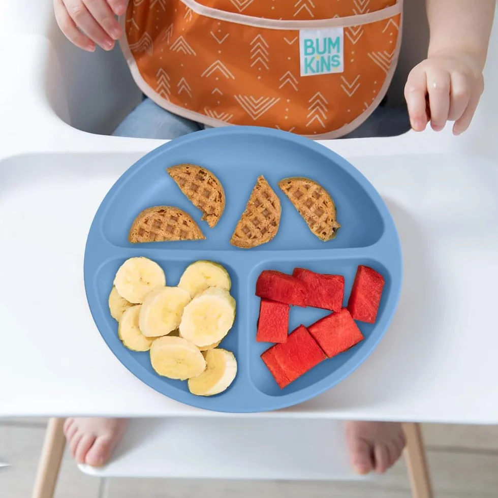 Vicloon Suction Plates, 2 Pcs Baby Toddler Plate, 100% Food Grade Silicone BPA Free Baby Plates, Divided Plate Design, Silicone Grip Dish Microwave & Dishwasher Safe