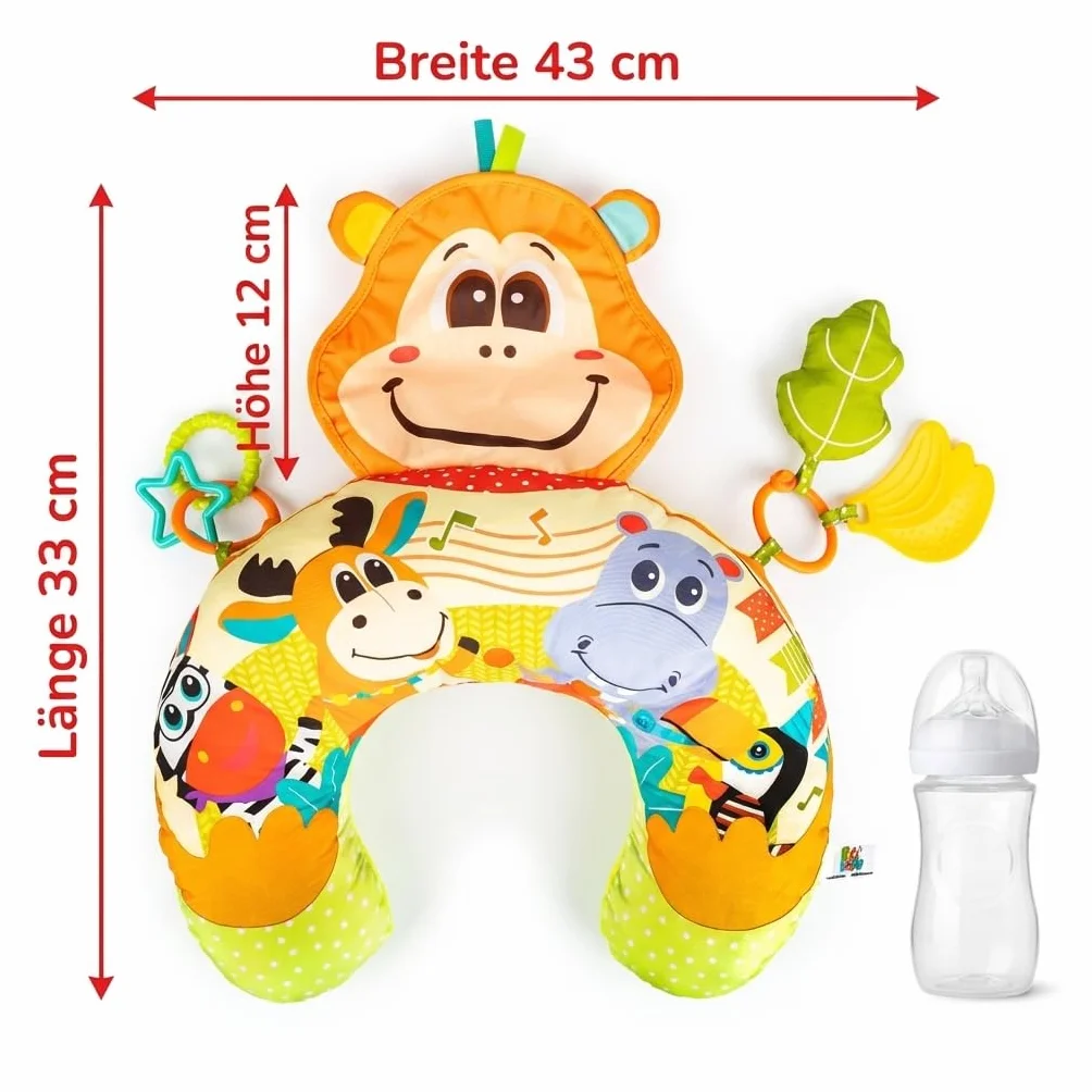 BALIBAZOO Tummy Time poduszka do zabawy dla niemowląt, bez BPA, sensoryczna poduszka na brzuch z papierem trzaskającym, gryzakiem, piszczeniem i grzechotką – idealna do wspierania pozycji na brzuchu