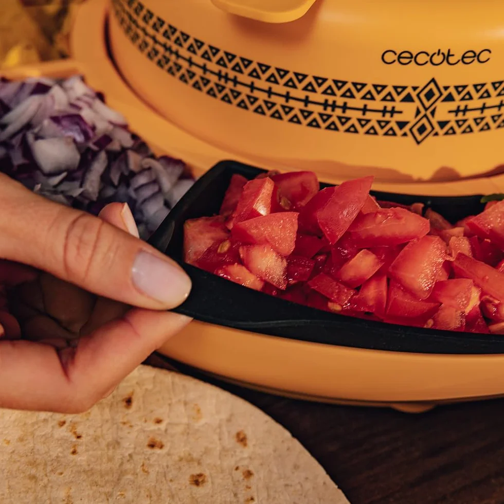Cecotec Tacos Taco Maker Fun Taco Andale Maszyna do podgrzewania składników. 40 W, 600 ml komora środkowa, atrakcyjny design dla dzieci, 4 przegródki i 4 silikonowe formy