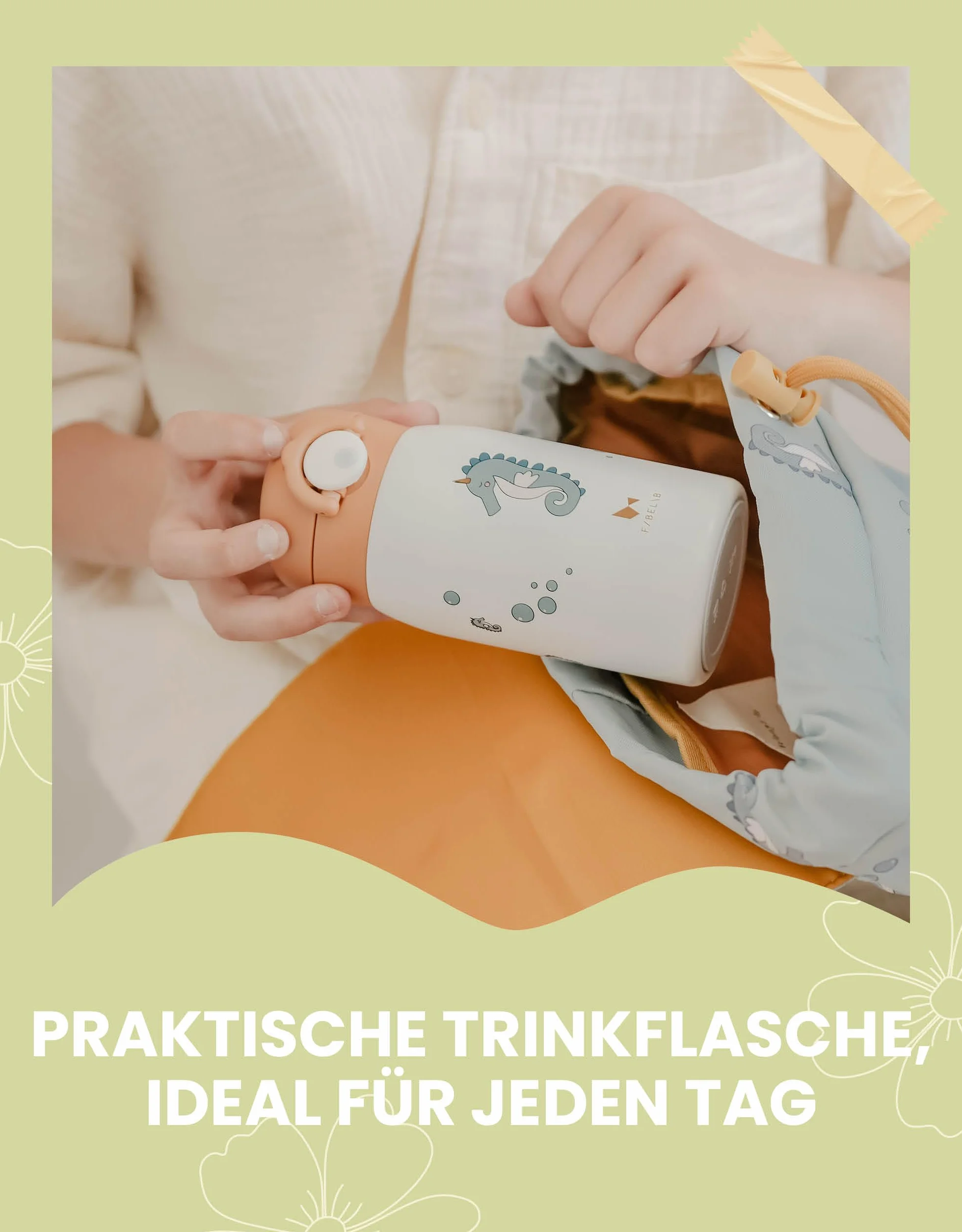 Fabelab Butelka dla dzieci 320 ml | Niedźwiedź ze stali nierdzewnej bez BPA, szkoła zapobiegająca przeciekaniu, butelka na wodę