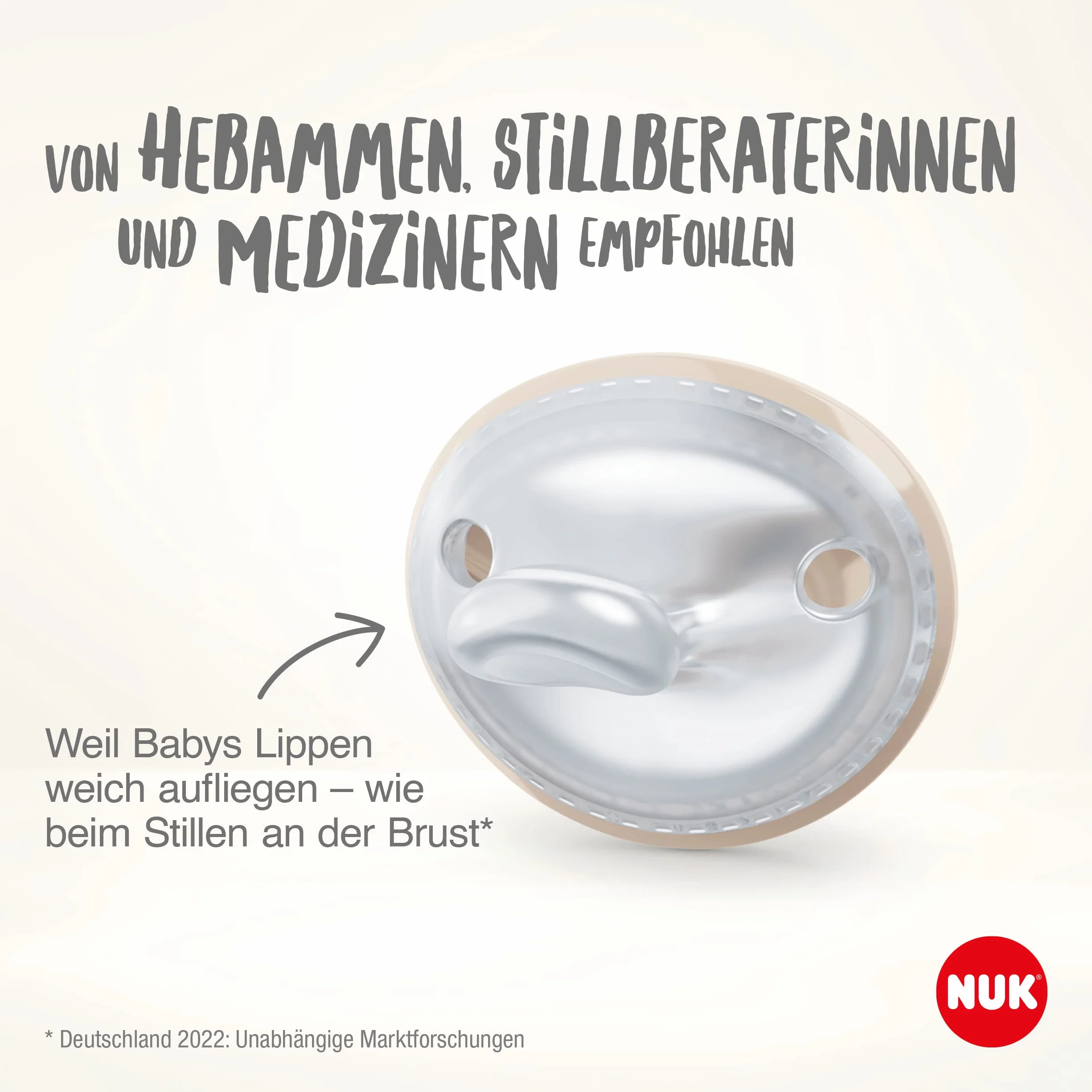 NUK MommyFeel smoczek dziecięcy, 0-9 miesięcy, przyjazne podczas karmienia, silikon bez BPA, róż i piaskowiec, 2 sztuki