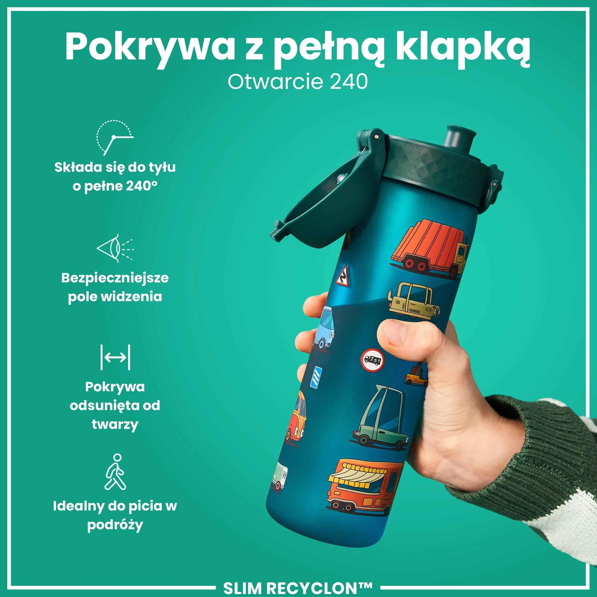 ION8 Butelka na Wodę 500 ml Szczelna Bez BPA Łatwe Czyszczenie