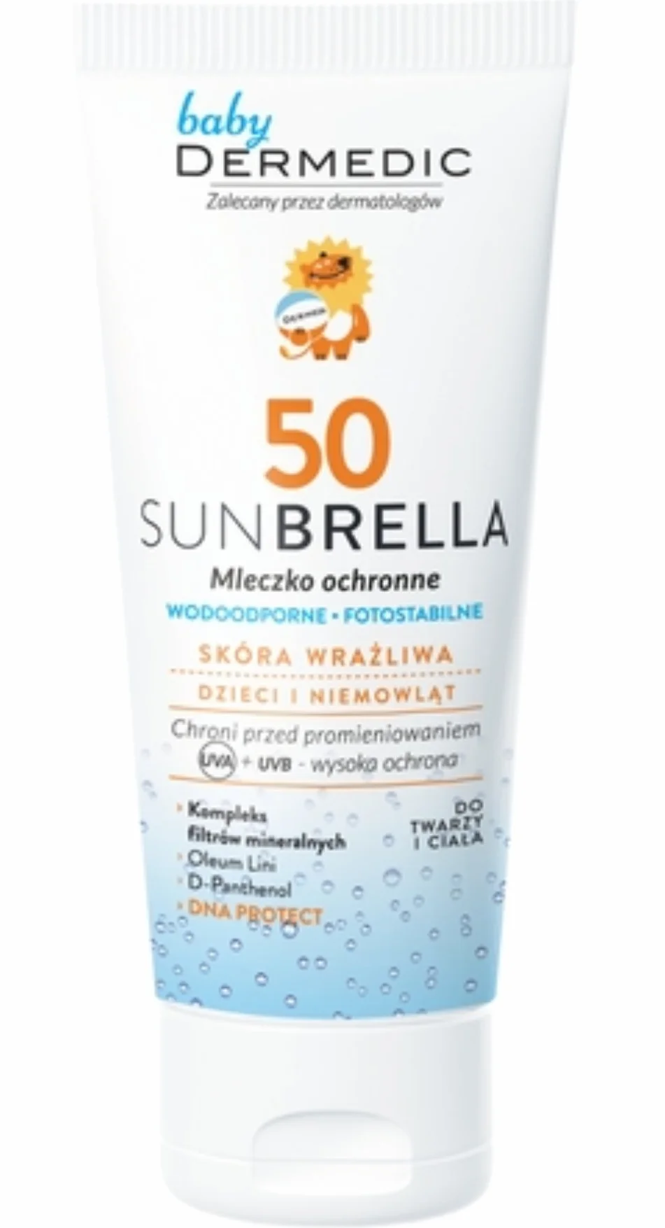 DERMEDIC SUNBRELLA BABY Krem ochronny SPF 50 do twarzy od 1. miesiąca życia z prekursorem witaminy D3 50 ml
