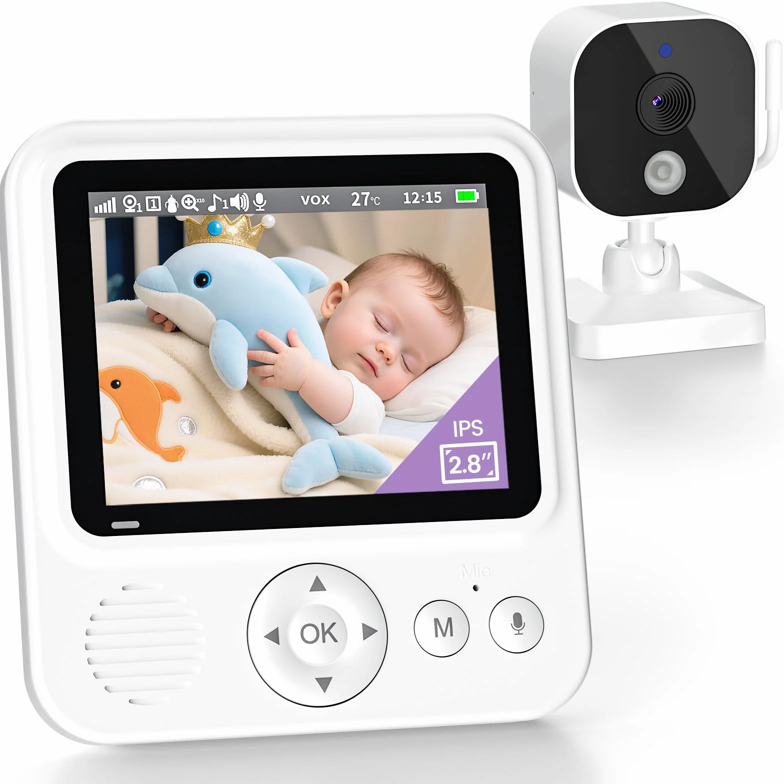 Babyphone z kamerą 2,8 cala 720P HD 2000 mAh monitor dla niemowląt noktowizor VOX