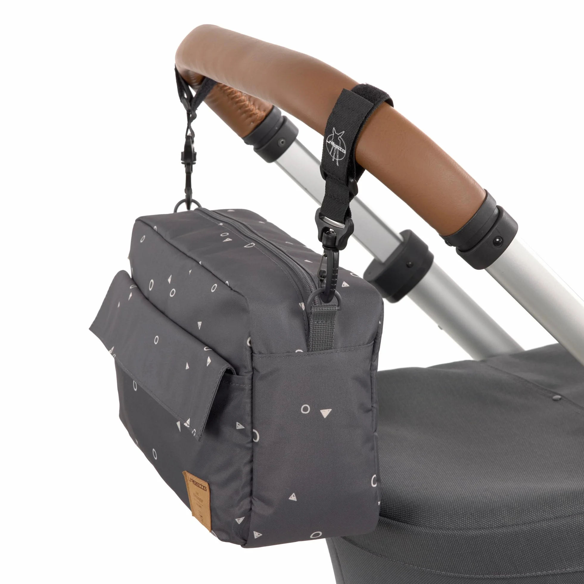 LÄSSIG Organizer do wózka dziecięcego, torba na ramię, torba do wózka dziecięcego, w zestawie z mocowaniem do wózka dziecięcego/Casual Buggy Organizer Bag Blocks antracyt