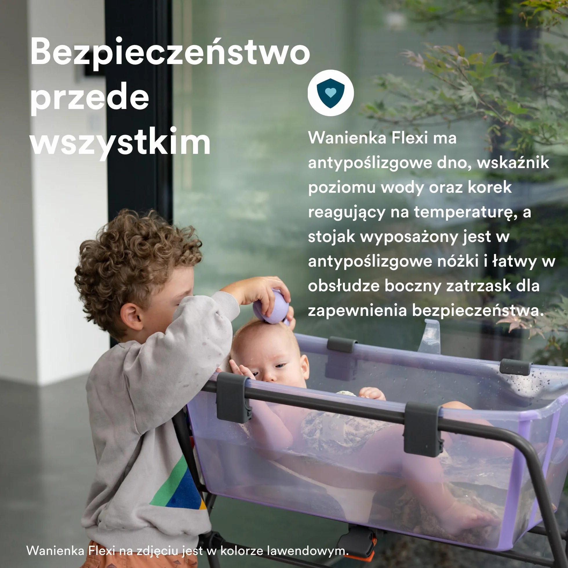 Wanienka Stokke Flexi Piaskowy Beż + Leżak Dla Noworodka + Stojak Składana, Trwała, Łatwa w Przechowywaniu