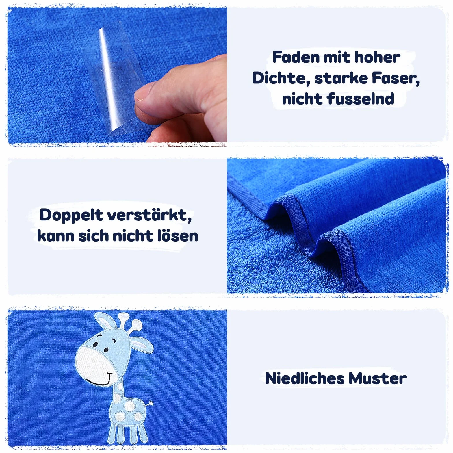 Yosemy Ręcznik niemowlęcy z kapturem, 100% bawełna, Oeko Tex, ręcznik z kapturem, ponczo kąpielowe, ręcznik kąpielowy dla dzieci z kapturem, miękki i super chłonny, 0-3 lata, żyrafa