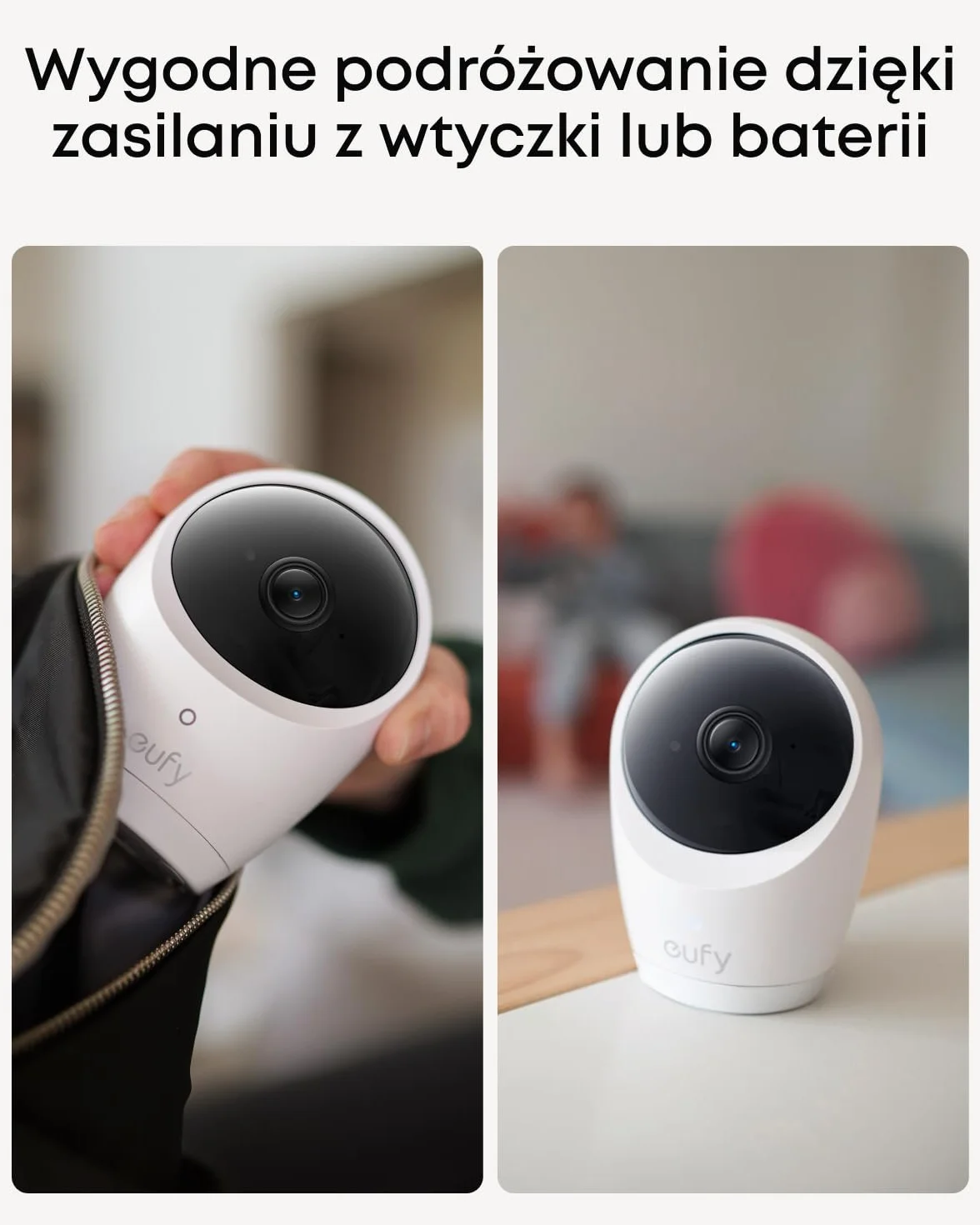 Kamera dziecięca eufy E20 z kamerą 2K HD, wyświetlaczem 5” 720p, hybrydowym Wi-Fi i bez połączenia Wi-Fi, obrót i pochylenie, 4-krotny zoom, ANR, inteligentne alerty