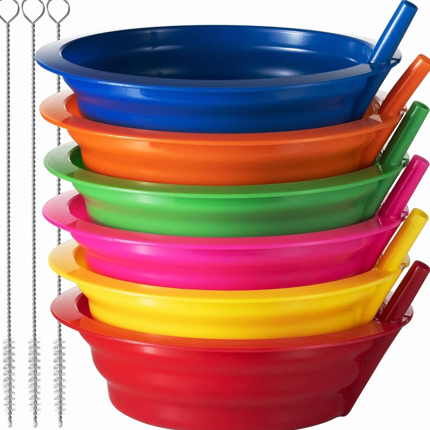 Plastikowe miski na płatki ze słomkami dla dzieci 170-590 ml bez BPA
