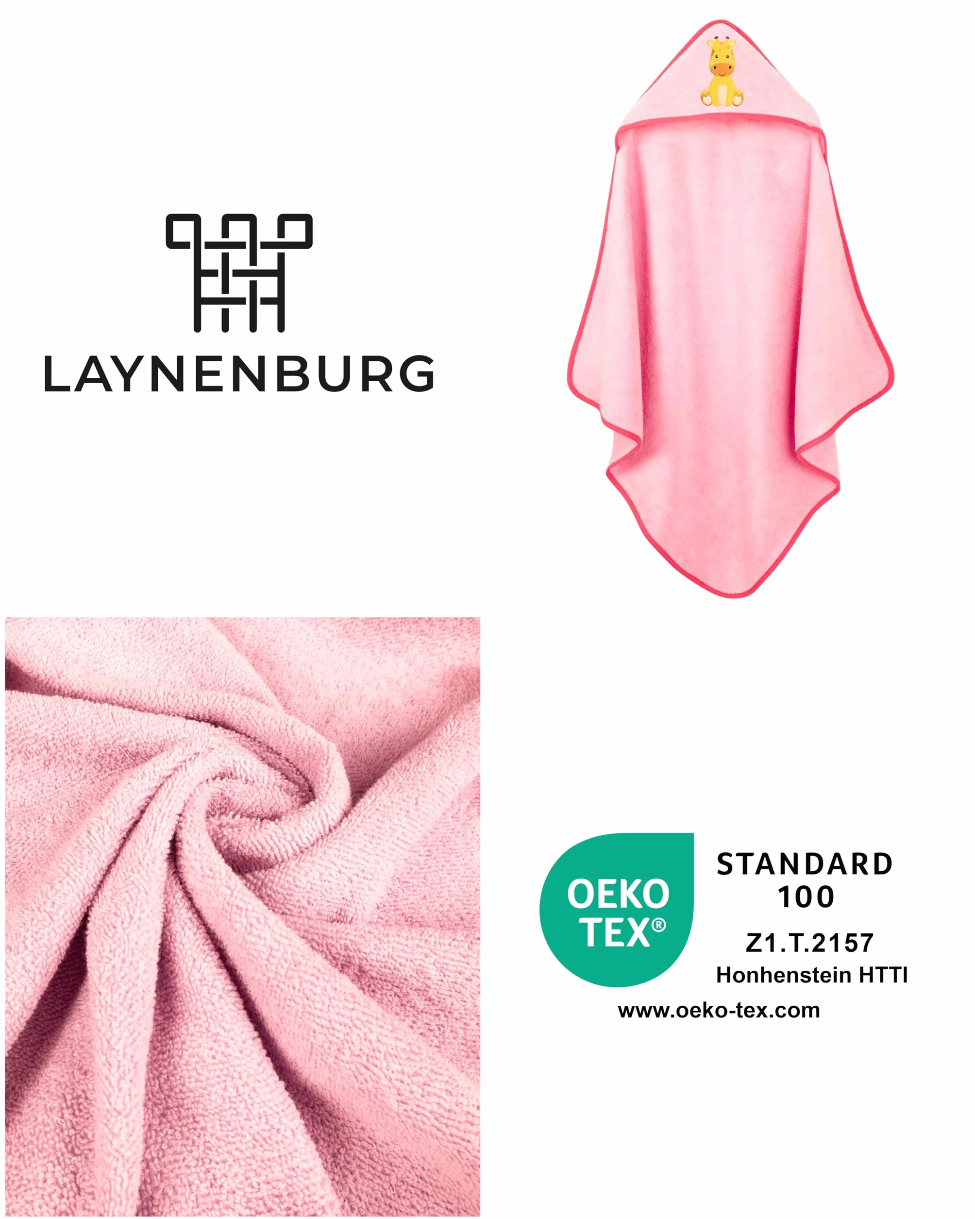 LAYNENBURG Premium Ręcznik Kąpielowy z Kapturem dla Niemowląt i Dzieci - 100% Bawełna, Oeko Tex - dla Dziewczynek i Chłopców