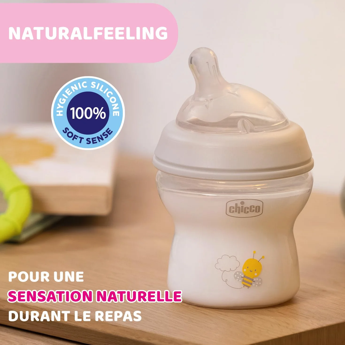 Chicco Butelka Natural Feeling Antykolkowa 150 ml dla Niemowląt 0+ miesięcy