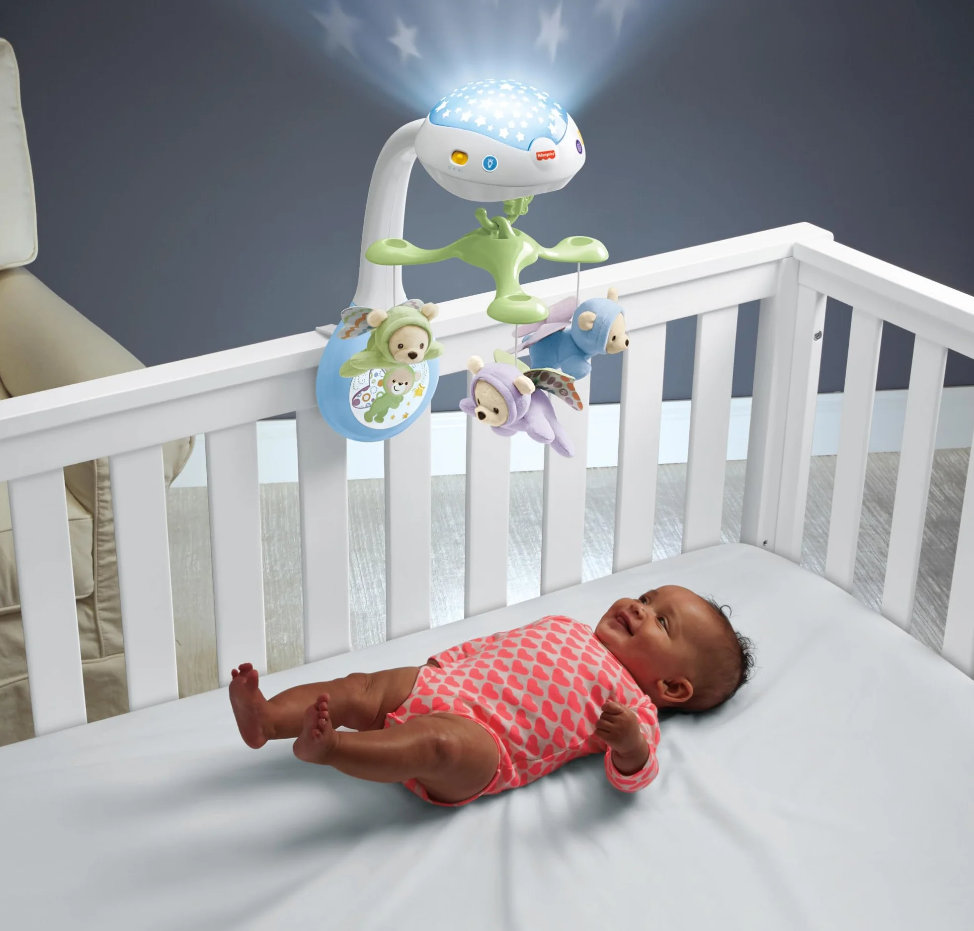Fisher-Price Karuzela z misiami 3 w 1 z dźwiękami i pokazem światełek, dla dzieci od narodzin​, CDN41