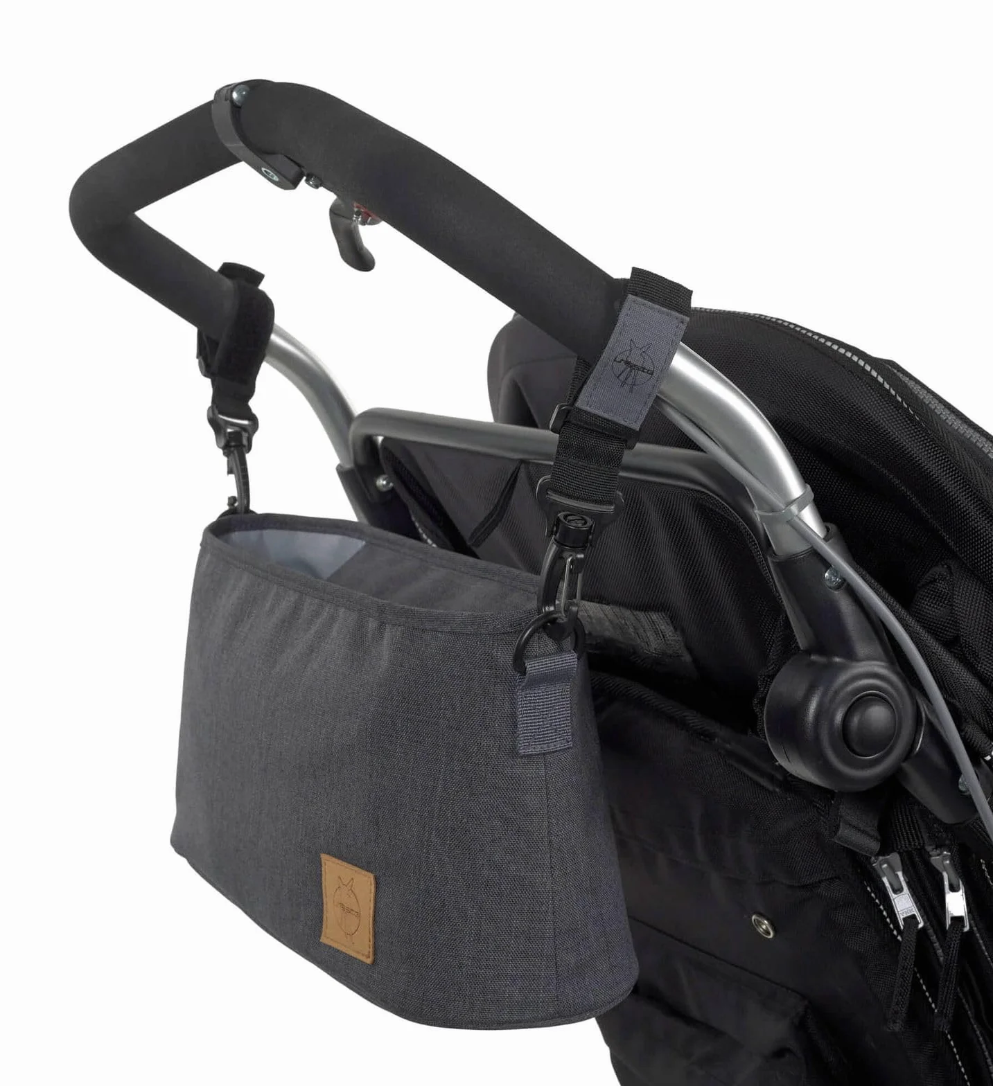 LÄSSIG Glam Goldie antracyt organizer do wózka dziecięcego wraz z mocowaniem do wózka dziecięcego
