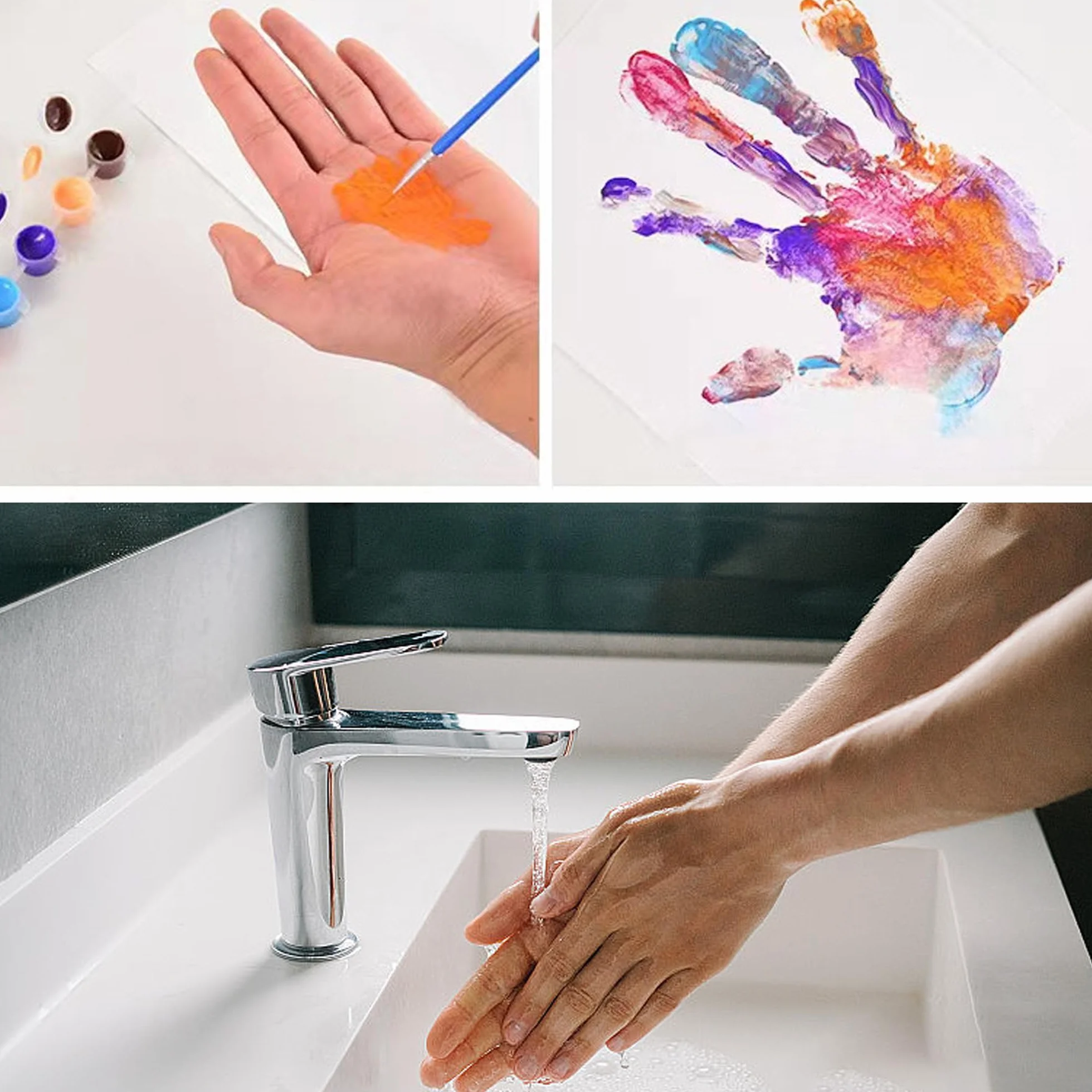 QSLKI Family Handprint Kit Clear Diy Craft Pamiątki Drewniane Ramy, Czarny, Rodzinny Zestaw Pamiątek Dłoni i Stóp, Cztery Przegrody Sześć Farb, Dziecięcy Odcisk Ręki i Stóp Zestaw, Rodzinny Pamiątek D