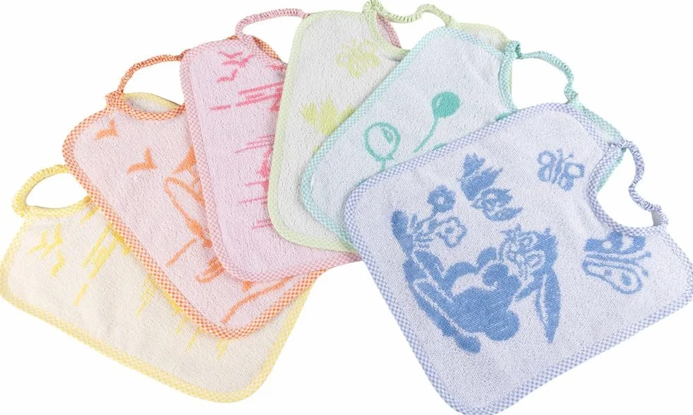 Śliniak Baby bez BPA chłonny zmywalny wielokrotnego użytku z gumką wzór żakardowy