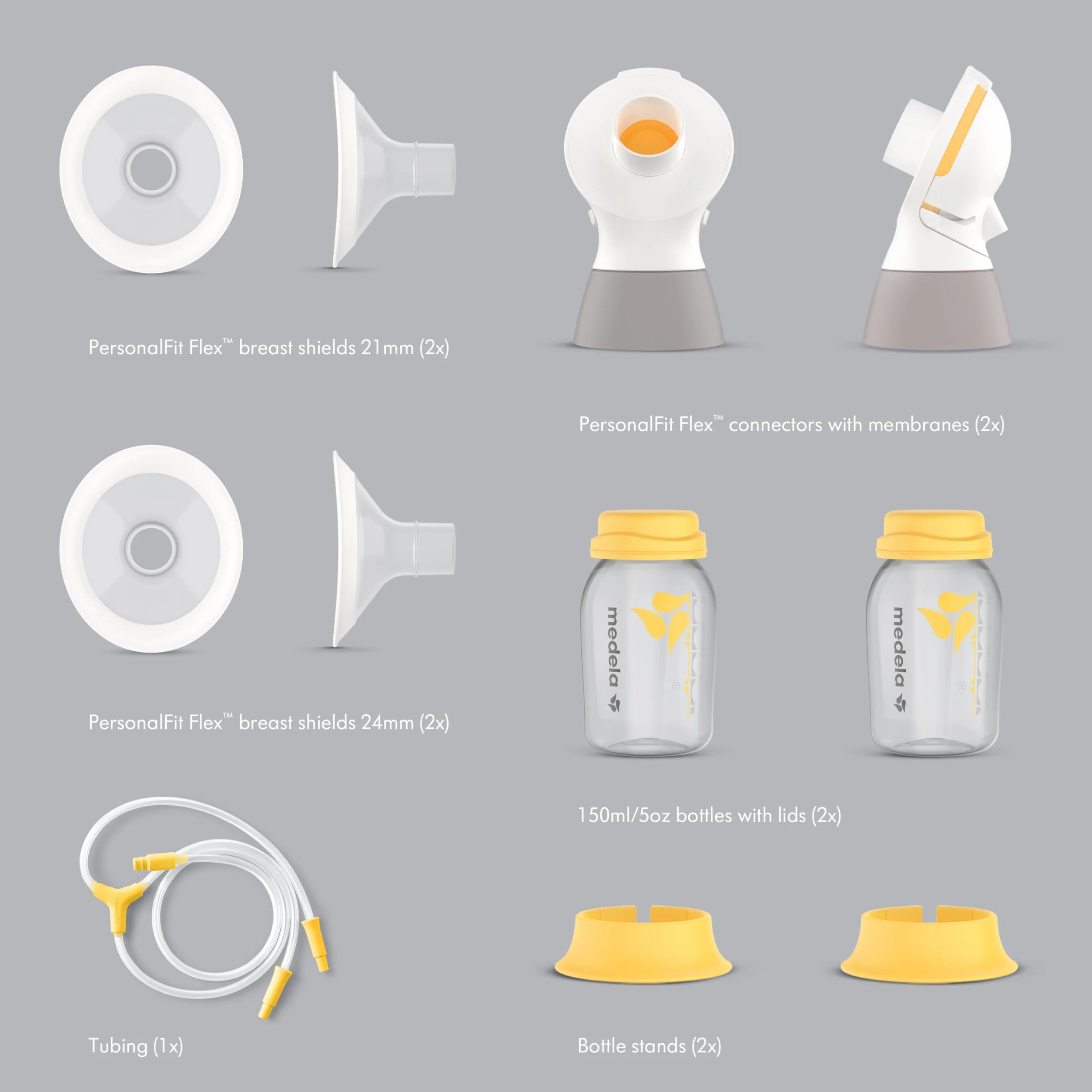 Medela Classic PersonalFit Flex podwójny zestaw pompujący do pomp elektrycznych kompatybilny z Freestyle bez użycia rąk i Swing Maxi