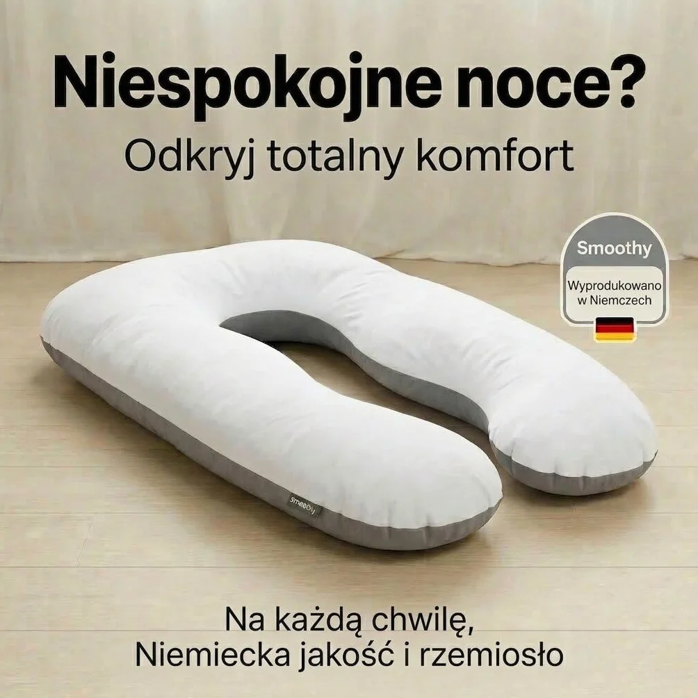 Poduszka ciążowa SMOOTHY XXL w kształcie litery U 150x80 cm, ze zdejmowaną poszewką bawełnianą
