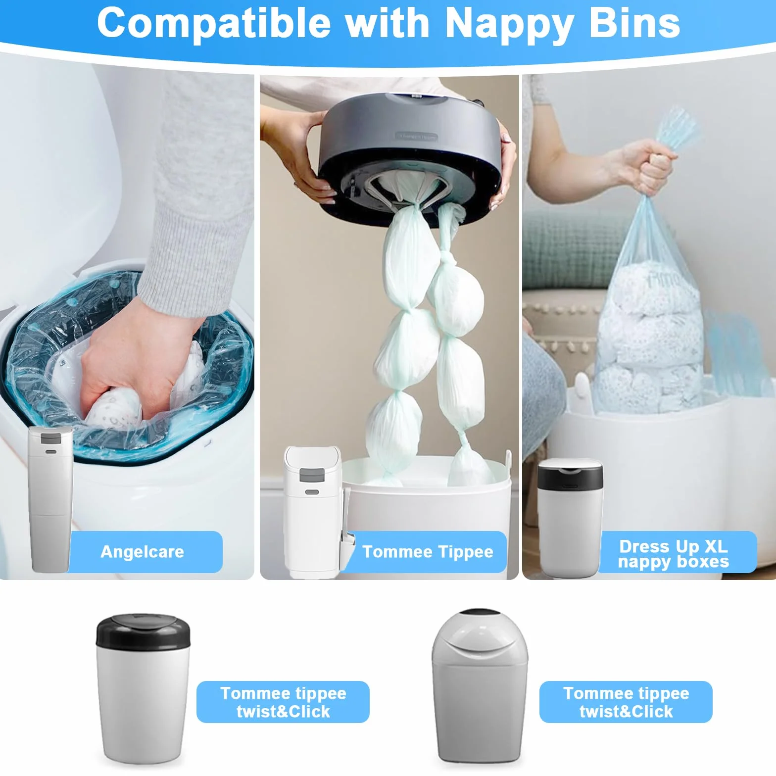 Kaset Uzupełniających do Wiaderek na Pieluchy Kompatybilnych z Tommee Tippee Angelcare LitterLocker 6 Sztuk