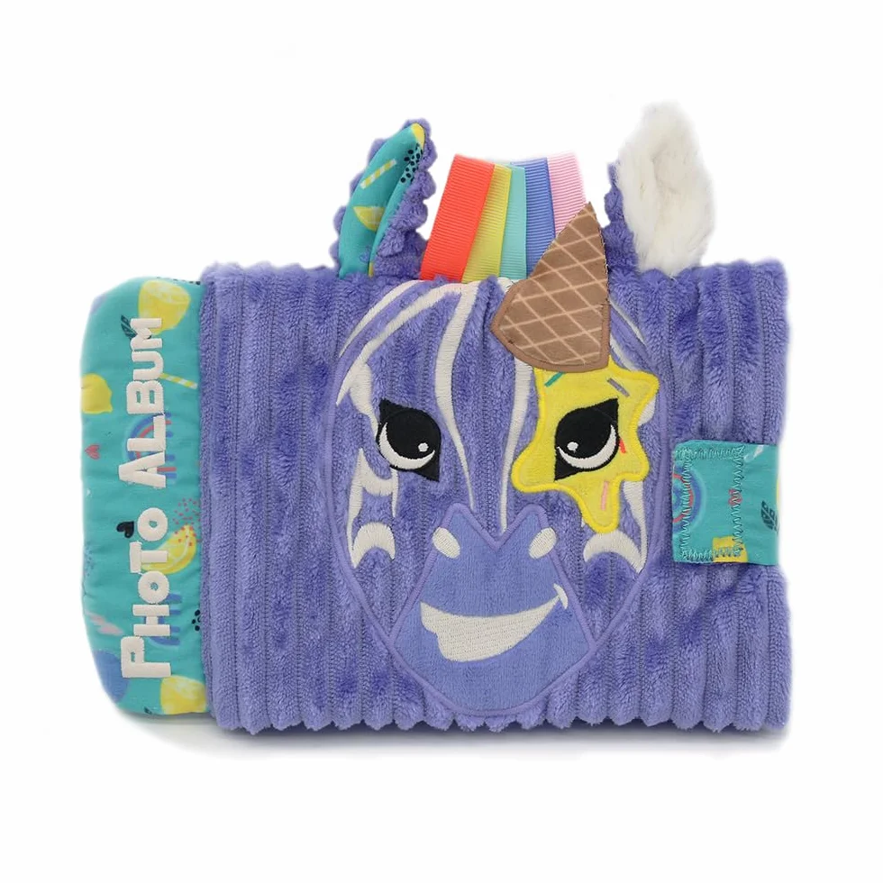 Les Déglingos - Album fotograficzny Kiprokos zebra - 10 kieszeni 10 x 15 cm - Idealny dla żłobków - Pielęgniarstwo - Wypełnienie z recyklingu - Fioletowy