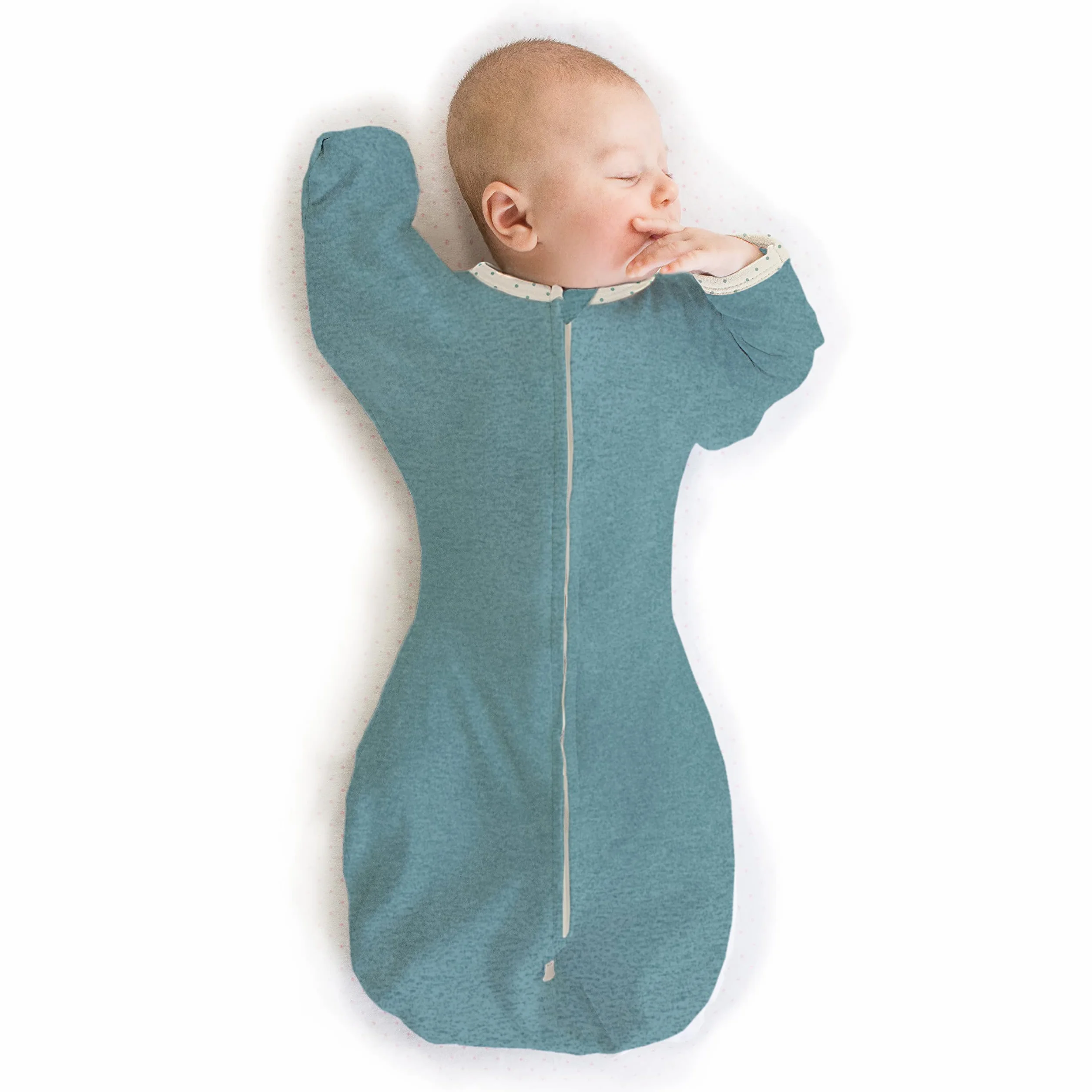SwaddleDesigns worek do przewijania z rękawami, wrzosowy turkusowy w kropki, mały, 0-3 mies, 2,7-6,4 kg