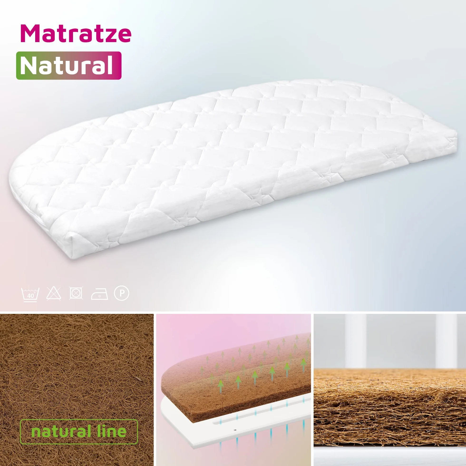 babybay Łóżko pomocnicze materac Natural pasuje do modelu Original, biały