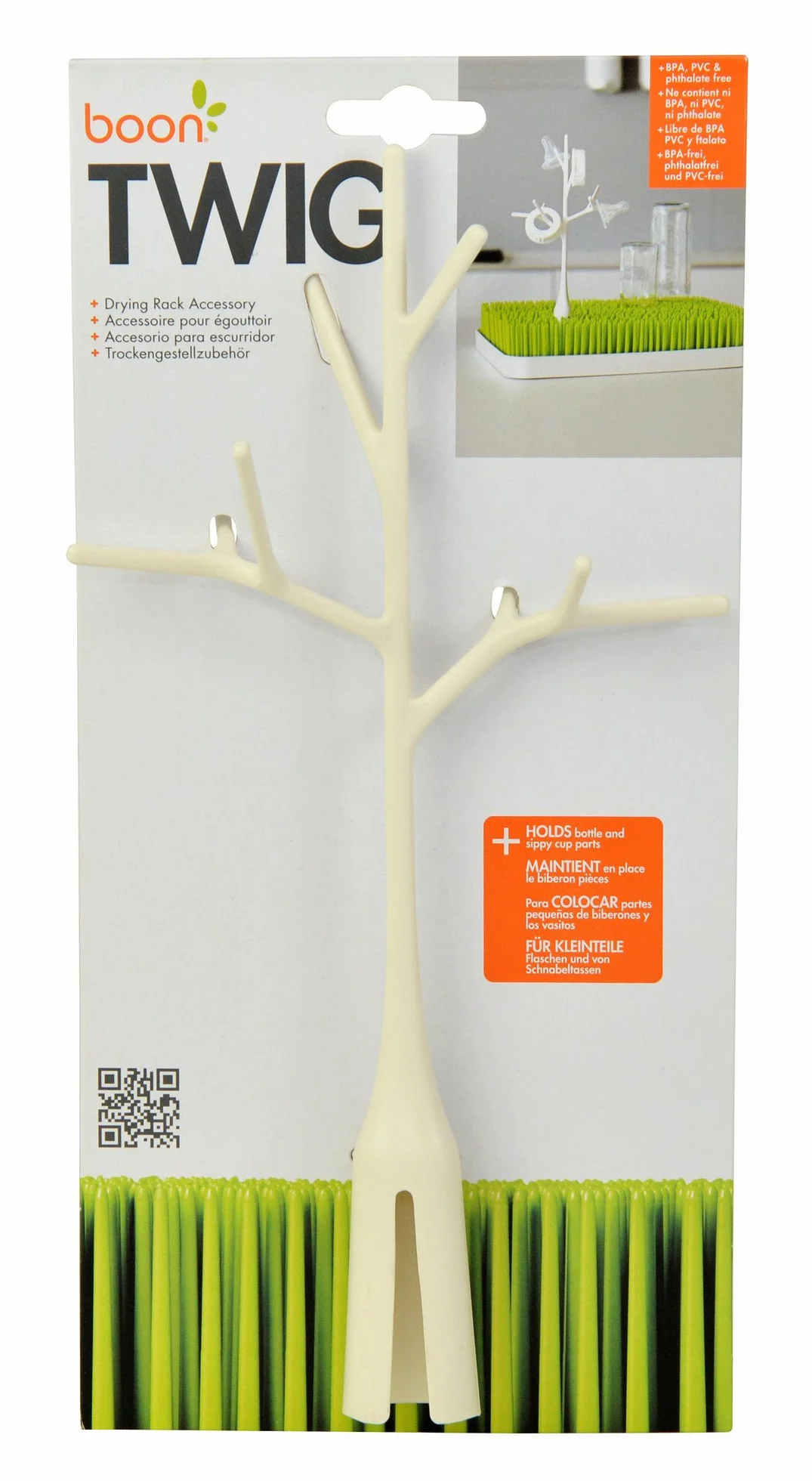 TOMY Boon Twig Drying Rack Accessory, Stylish Nursery Product to Hold Bottle and Supply Cup Parts, Compatible With All Boon Grass, BPA White