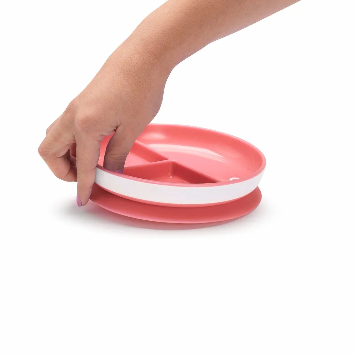 Munchkin Talerze Stay Put dla Dzieci i Niemowląt, Talerz z Przyssawką, bez BPA, Różowy/Fioletowy, 2 Sztuki